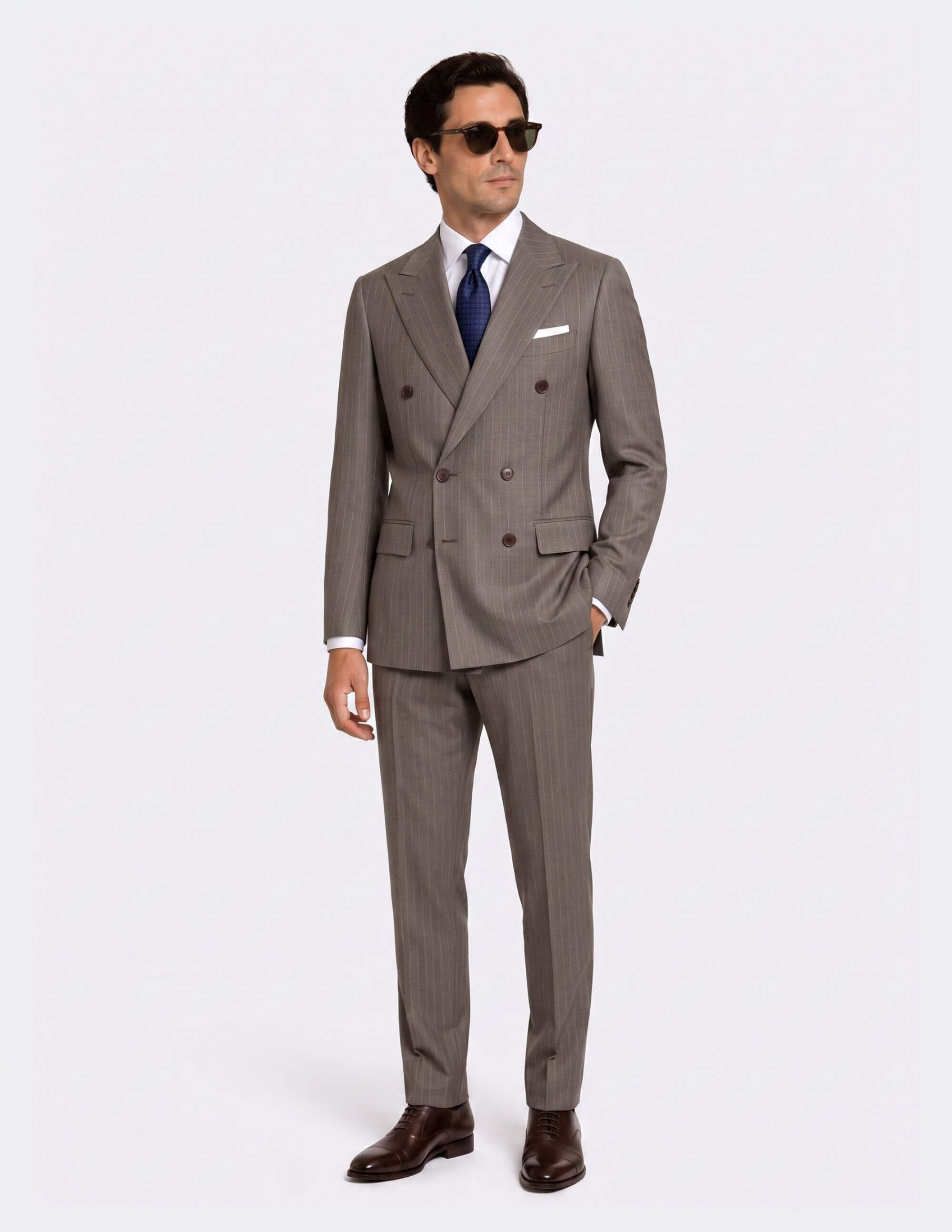 The Taupe Pinstripe Double-Breasted Suit
