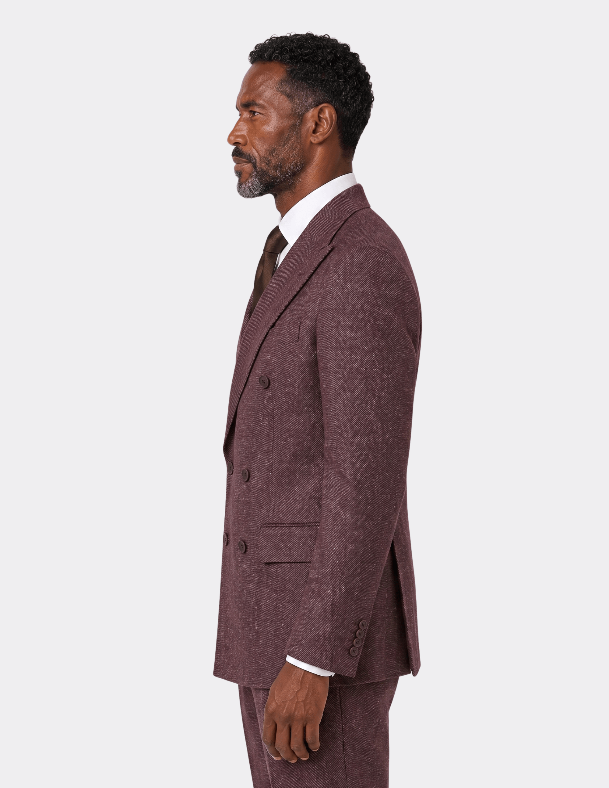 Bordeaux Herringbone Double-Breasted Suit