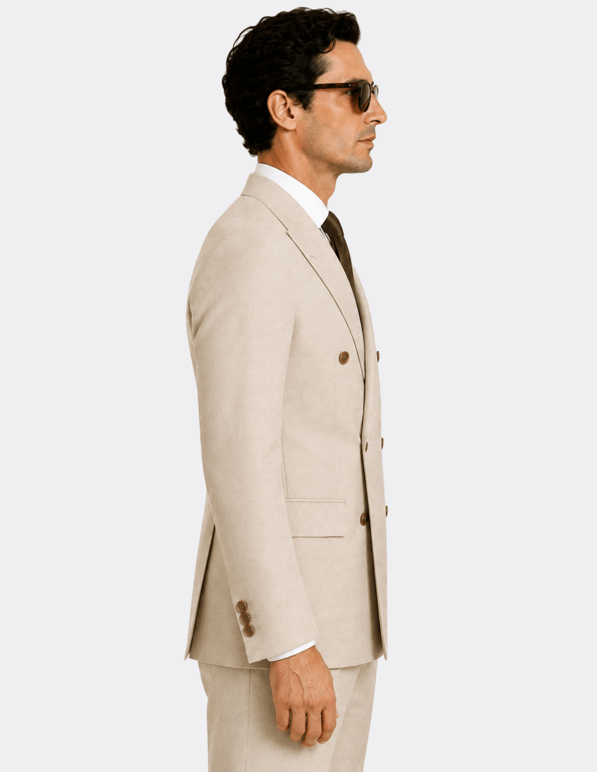 Capri Herringbone Double-Breasted Suit