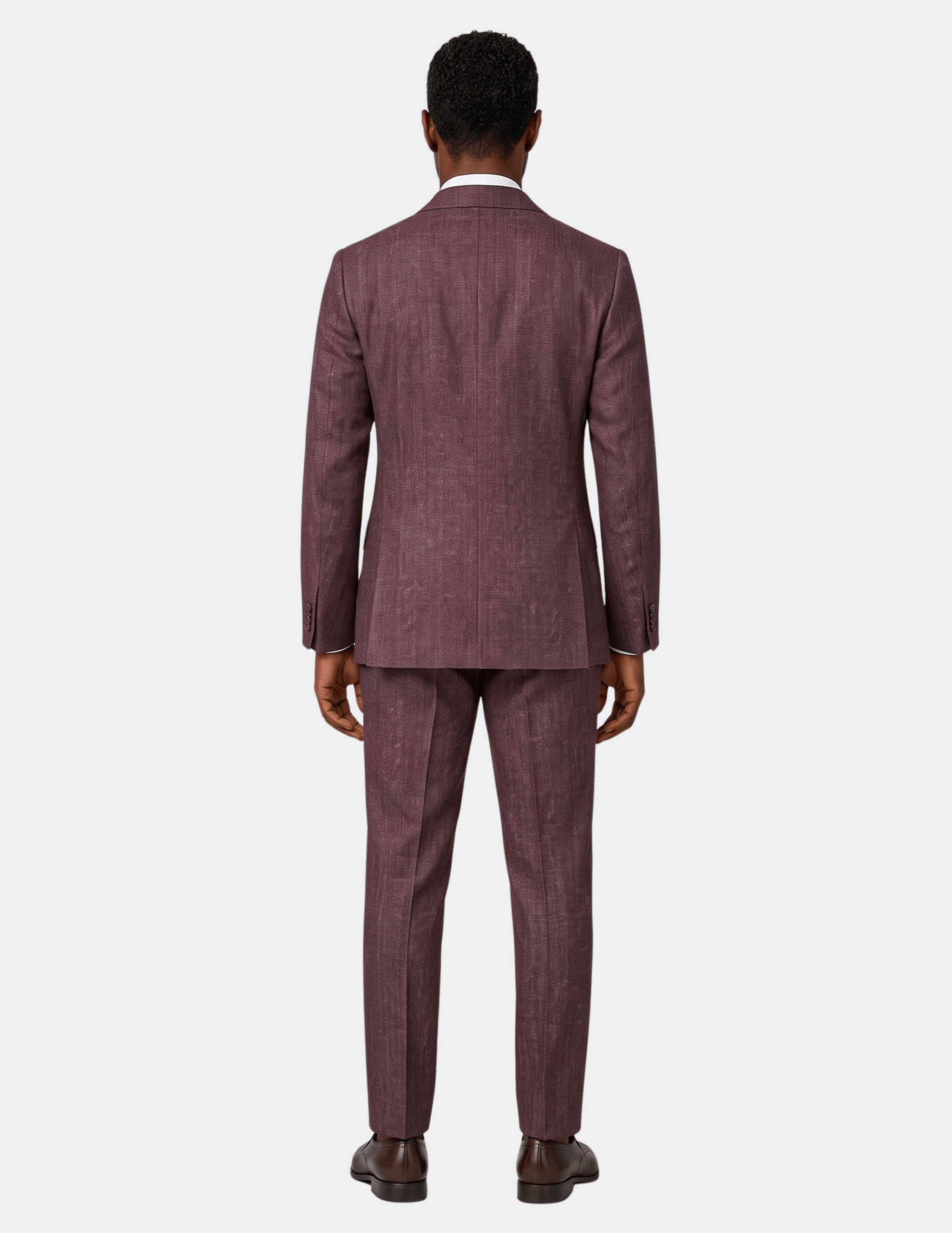 Bordeaux Herringbone Double-Breasted Suit