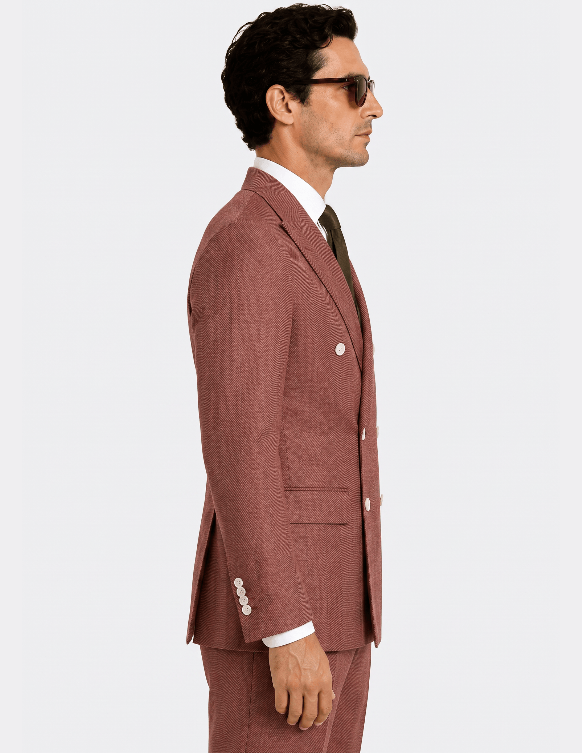 Siena Terracotta Herringbone Double-Breasted Suit