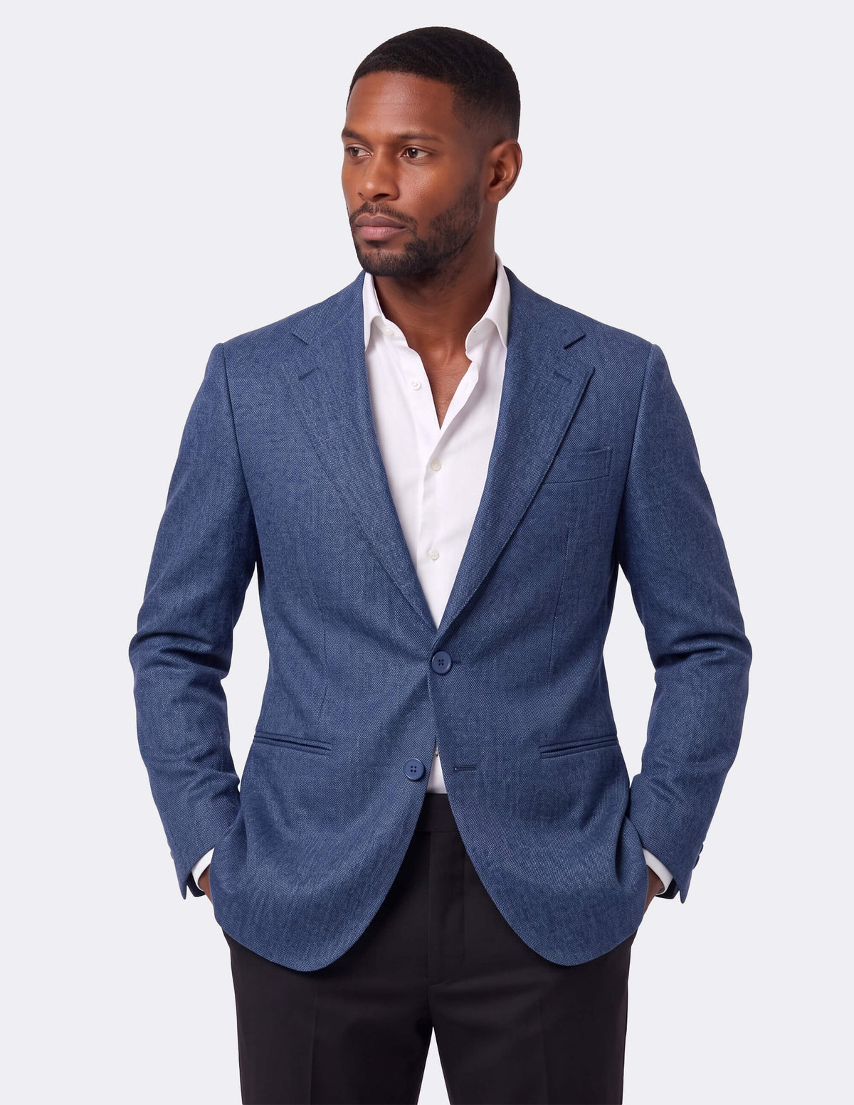 The Cevano Blue Single-Breasted Jacket