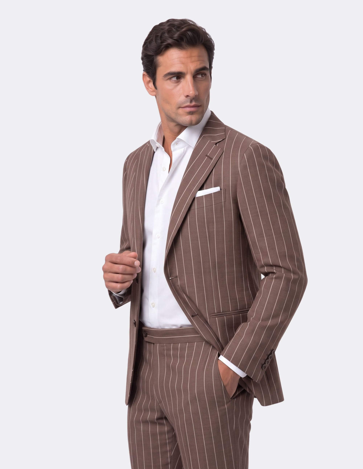 The Roma Cacao Pinstripe Suit