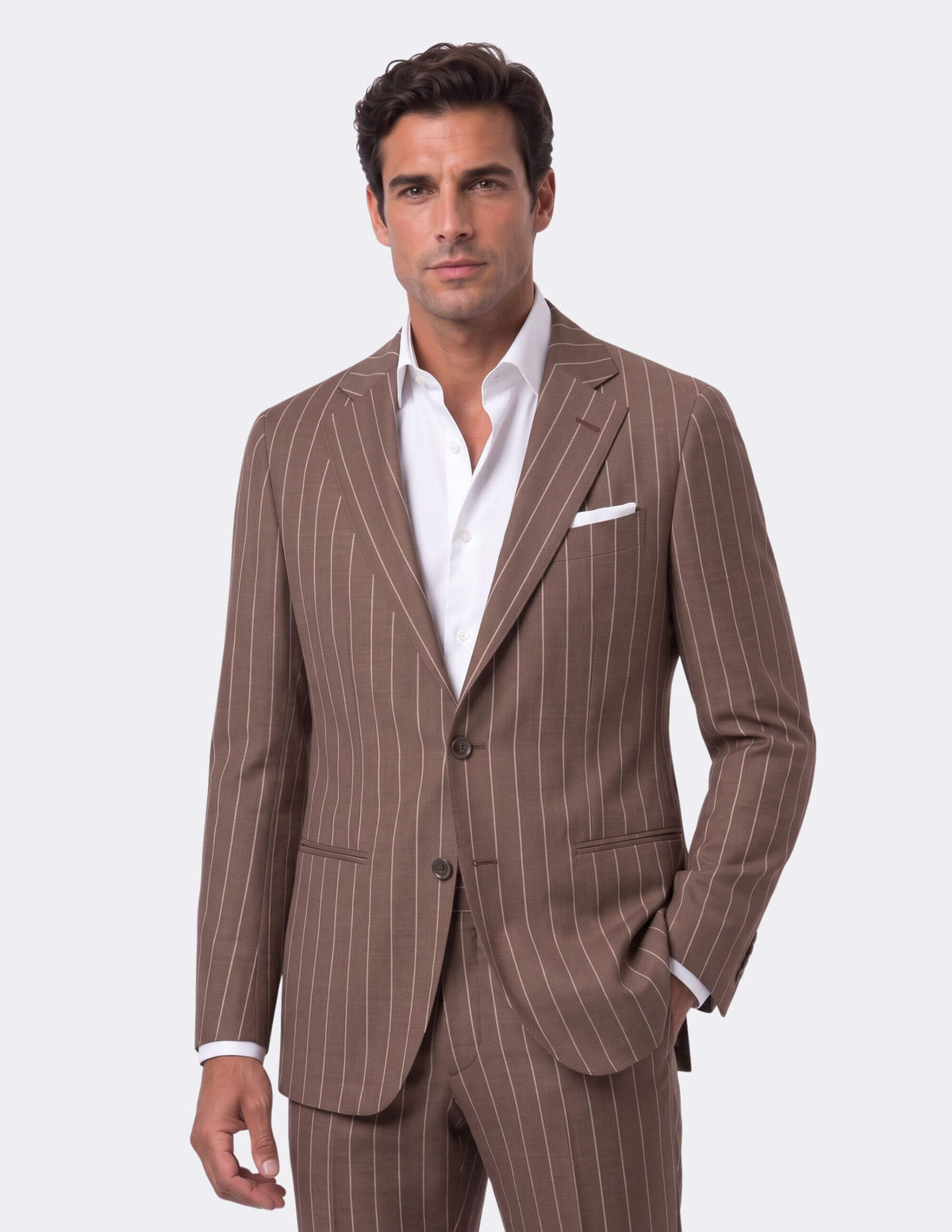 The Roma Cacao Pinstripe Suit