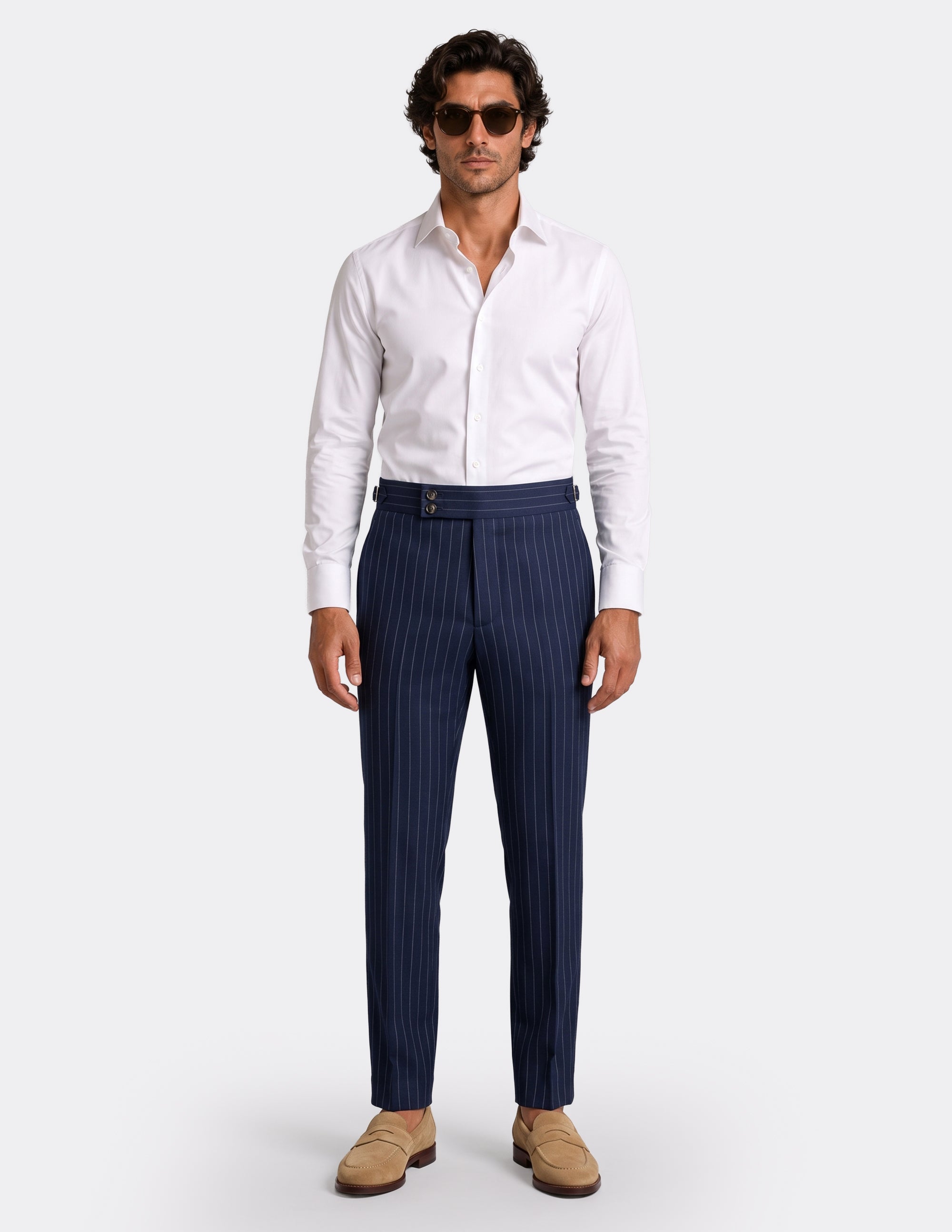 The Asti Navy Pinstripe DB Trousers