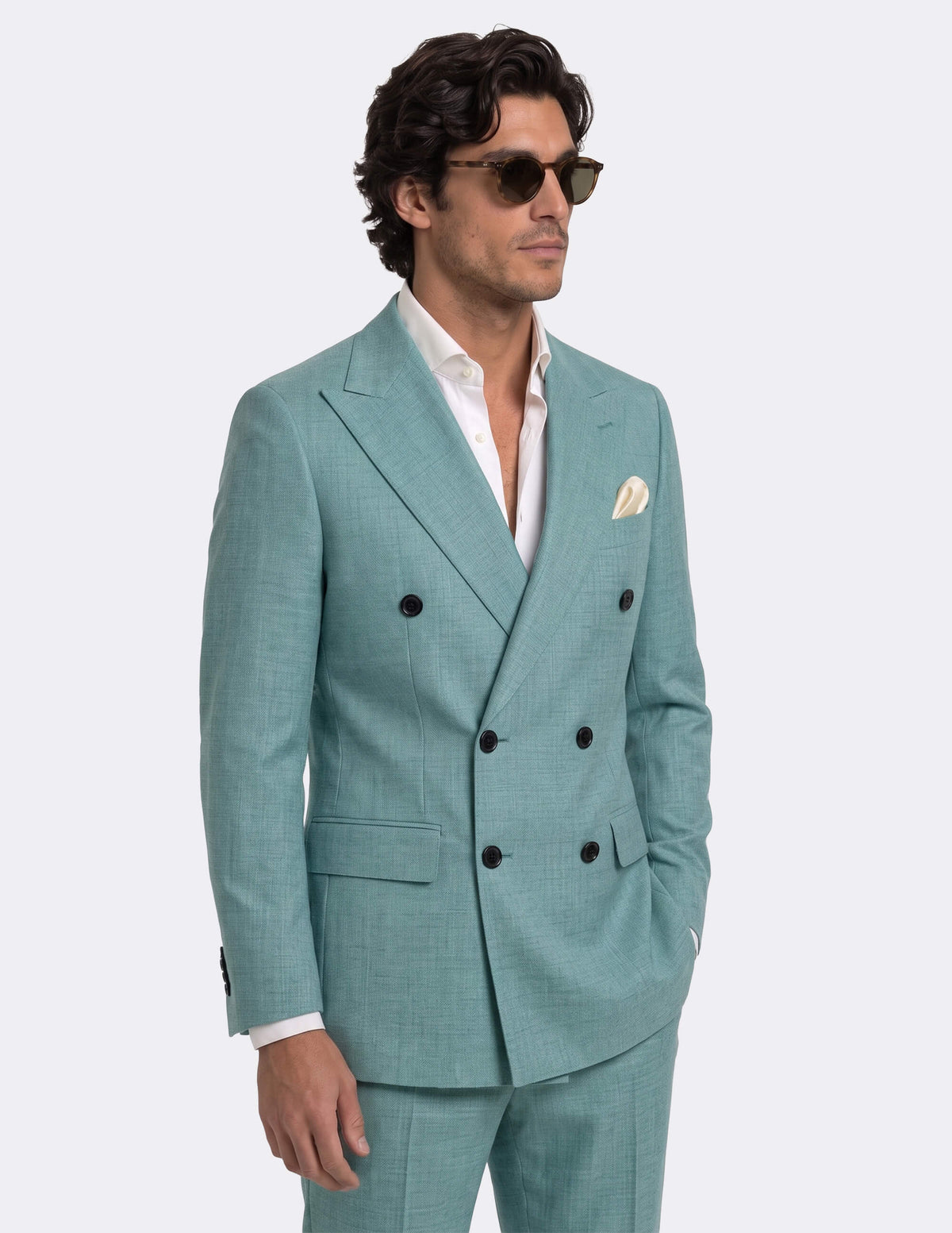 Aqua Teal Double Breasted Suit