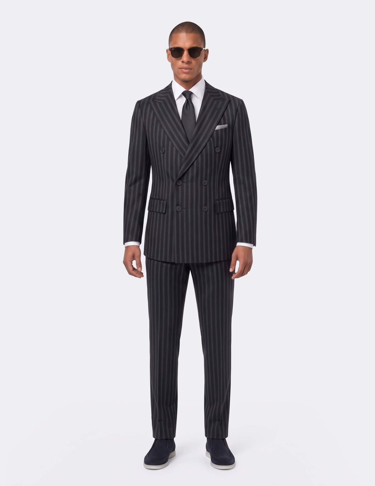 The Roma Nero Stripe Double-Breasted Suit