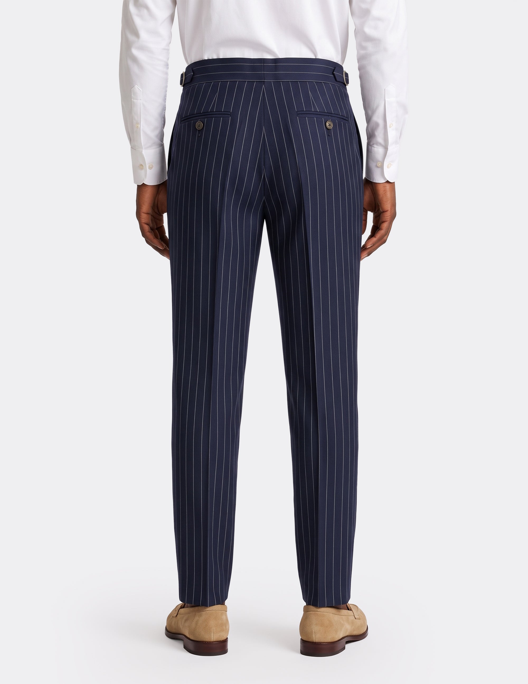 The Asti Navy Pinstripe DB Trousers