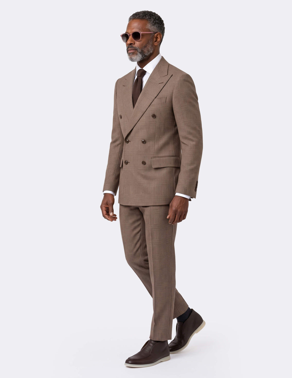 The Brera Mocha Check Double-Breasted Suit