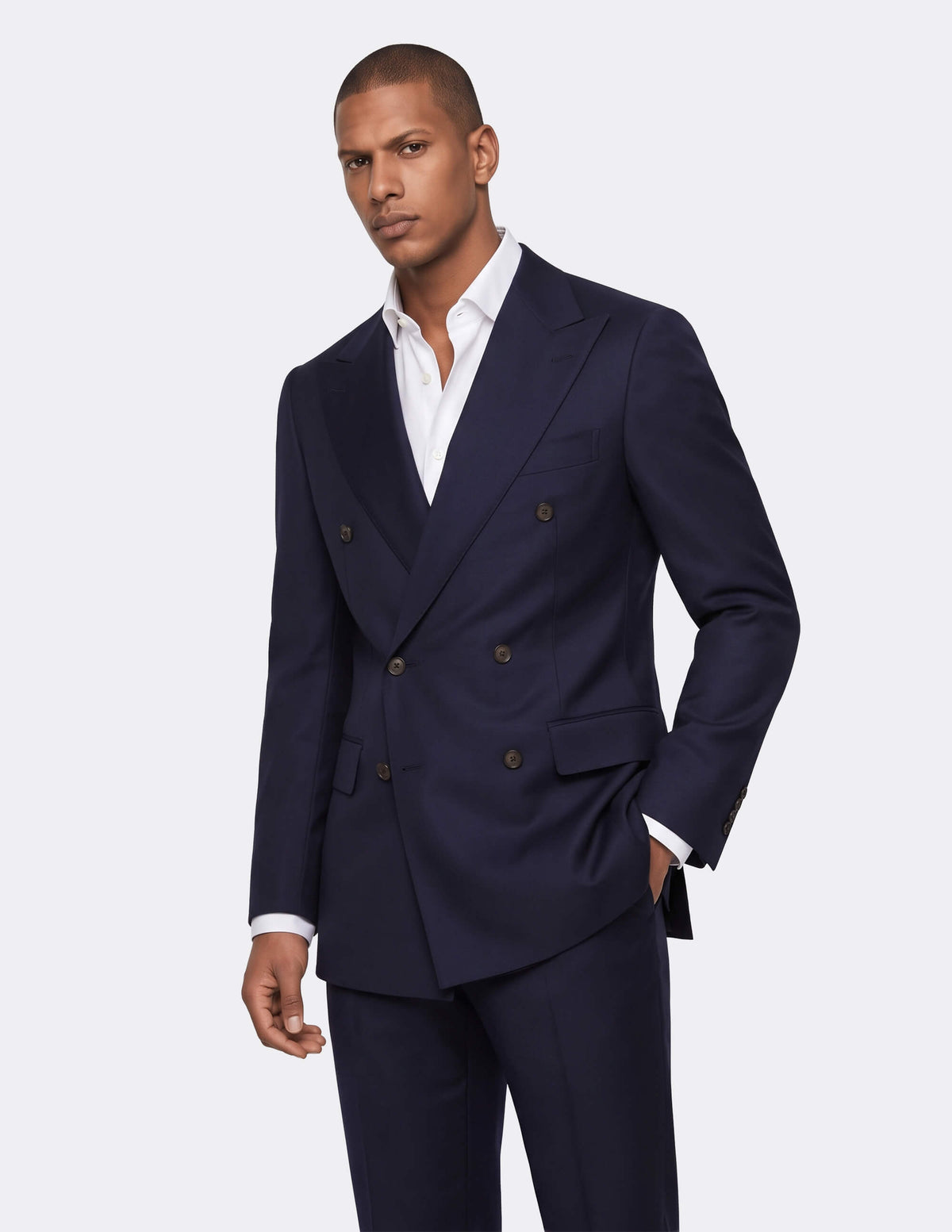 Dark Blue Double Breasted Suit