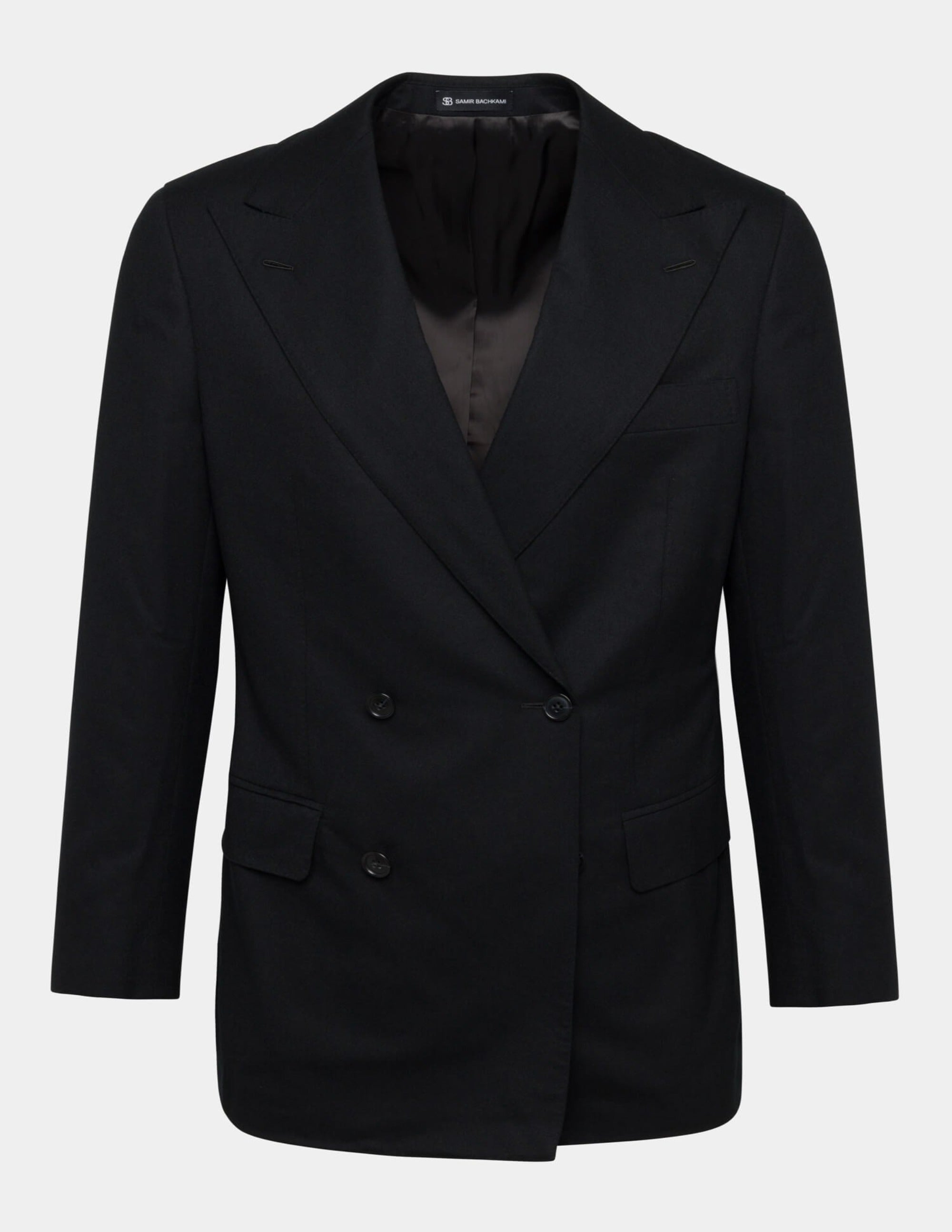 Black Wool Double Breasted Suit