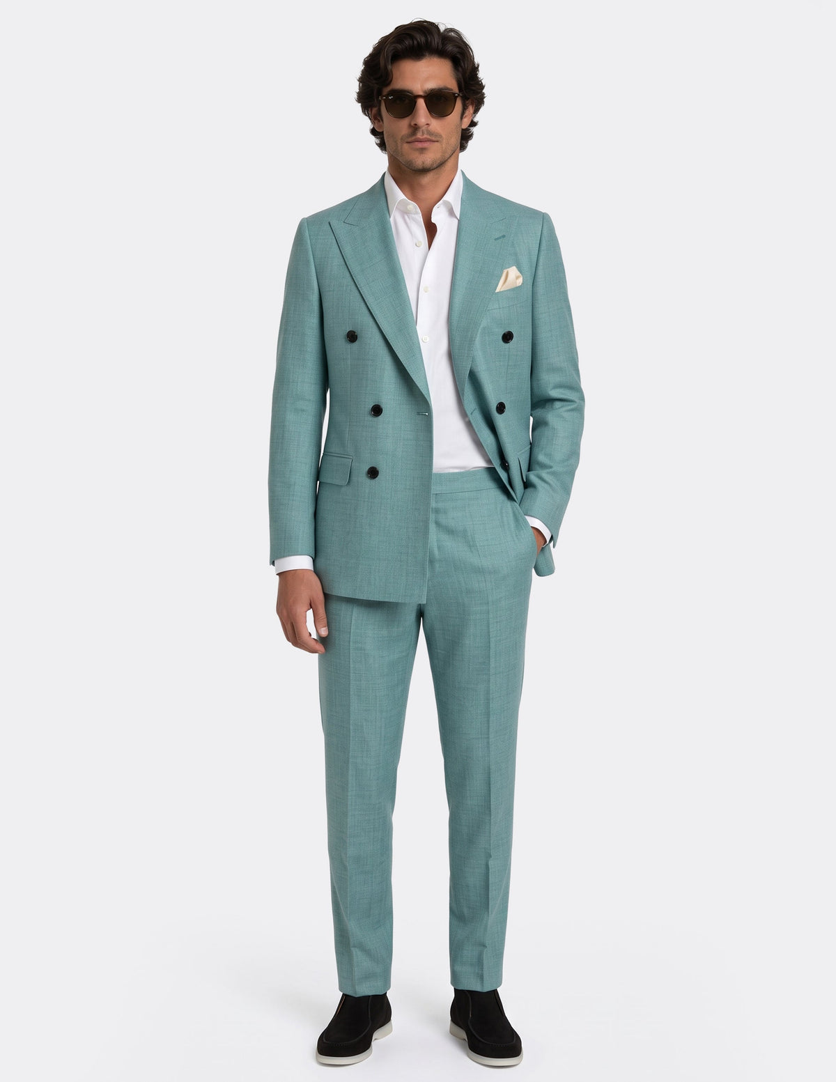Aqua Teal Double Breasted Suit - Samir Bachkami