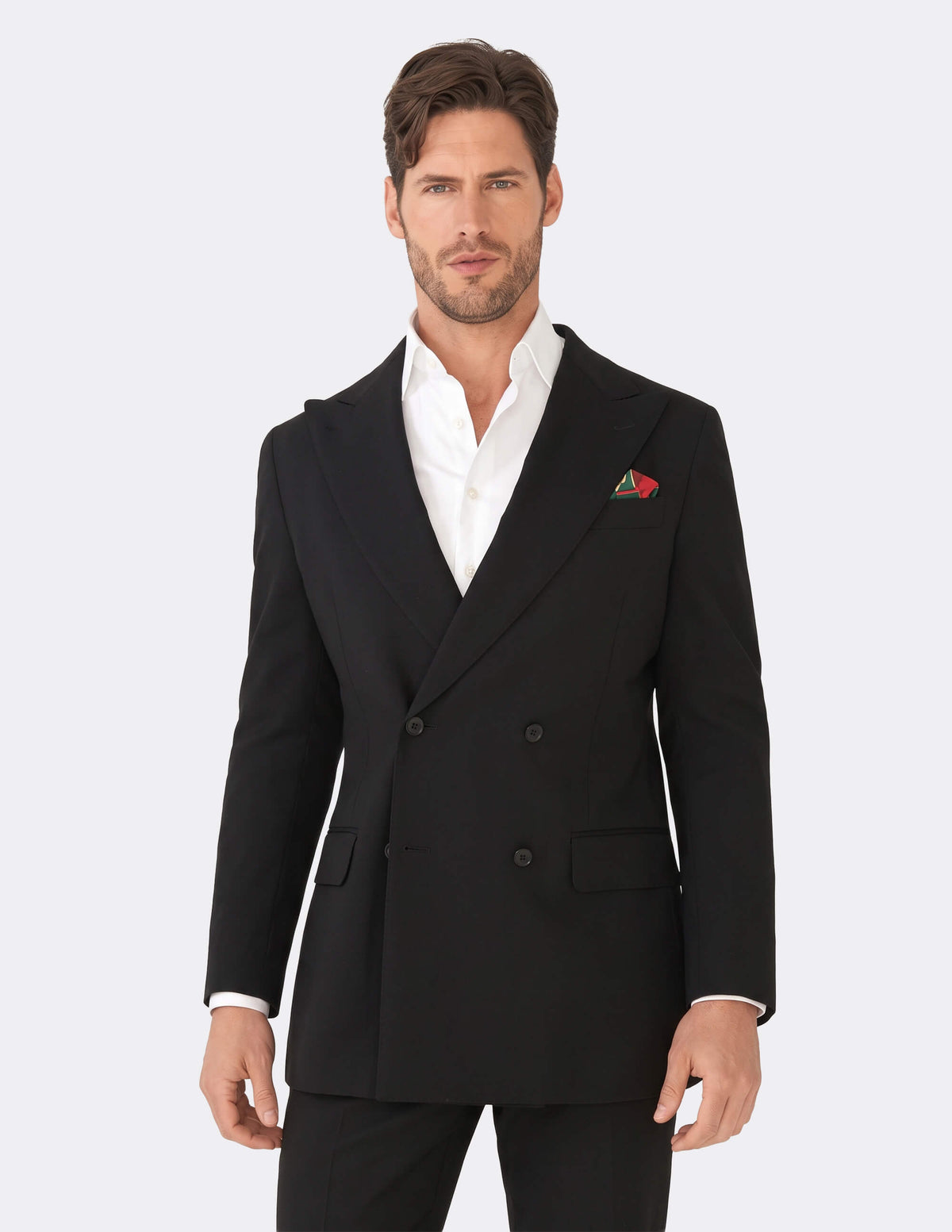 Black Seersucker Double Breasted Suit - Samir Bachkami