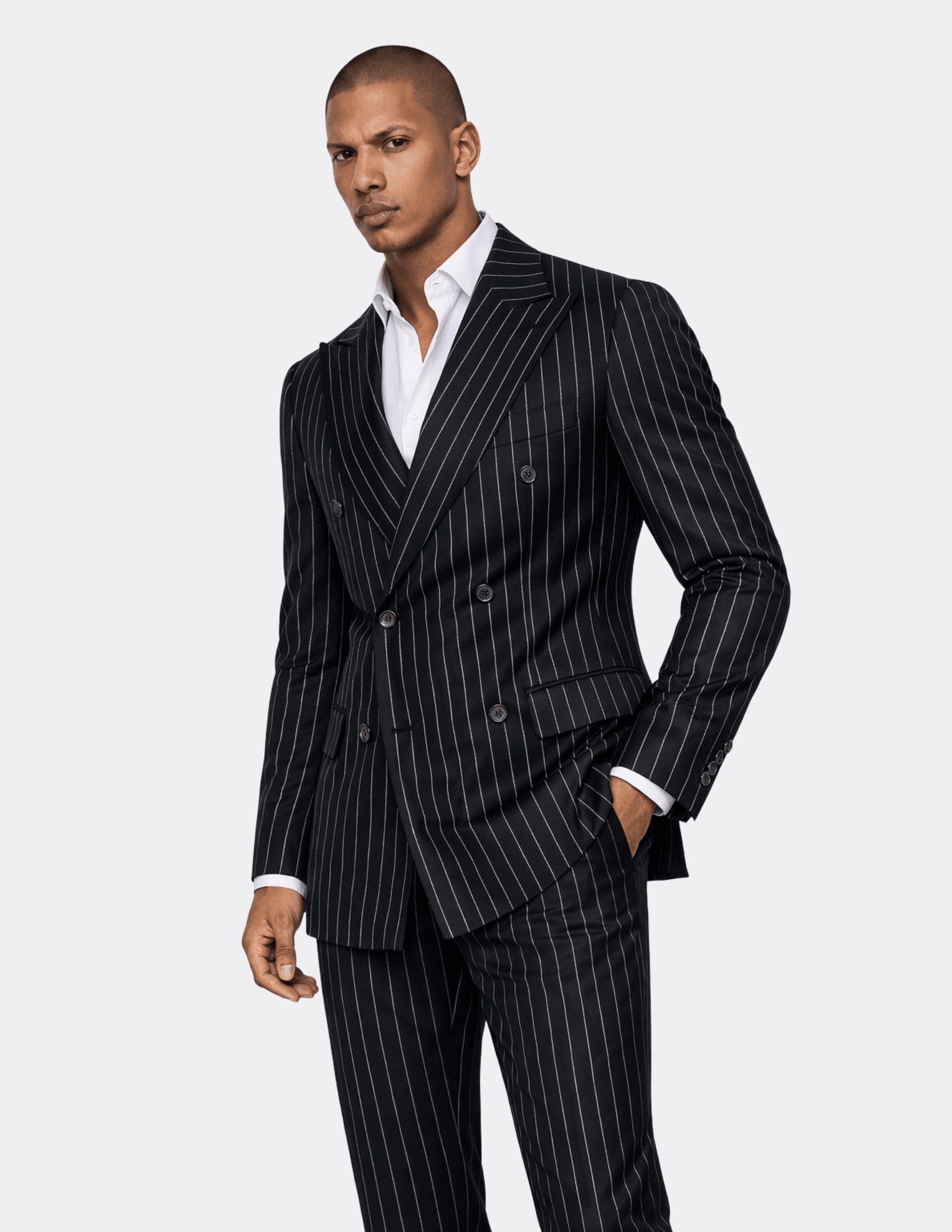 Black White Stripes Double Breasted Suit - Samir Bachkami