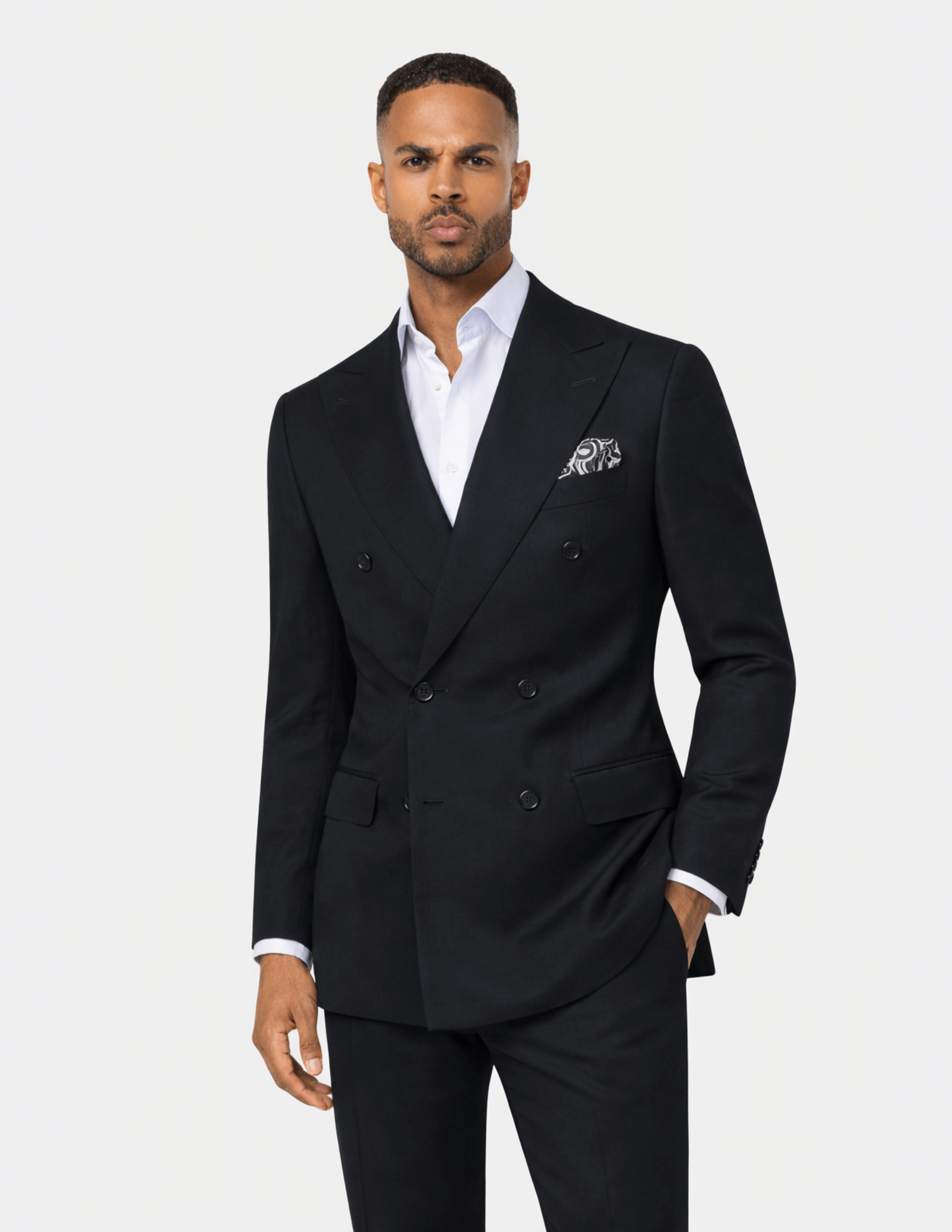 Black Wool Double Breasted Suit - Samir Bachkami