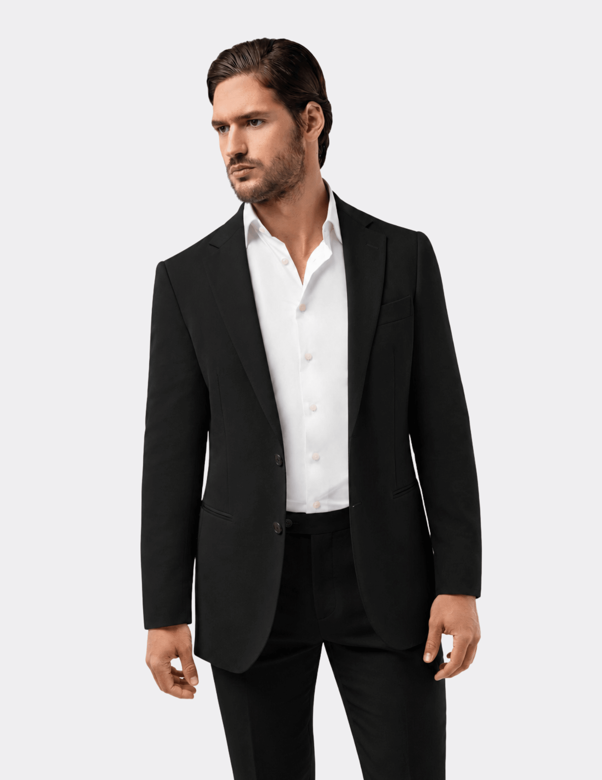Black Wool Single Breasted Suit - Samir Bachkami
