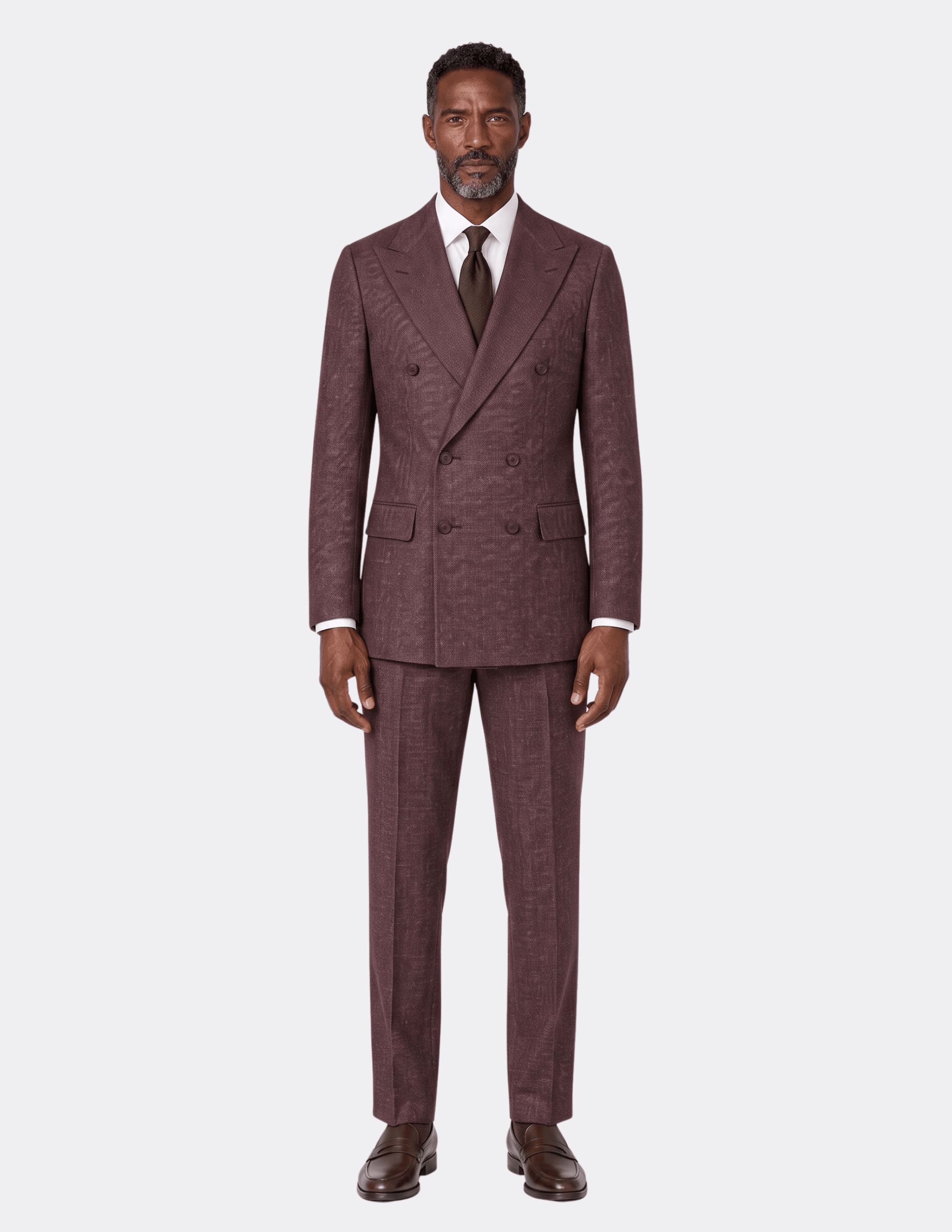 Bordeaux Herringbone Double-Breasted Suit - Samir Bachkami