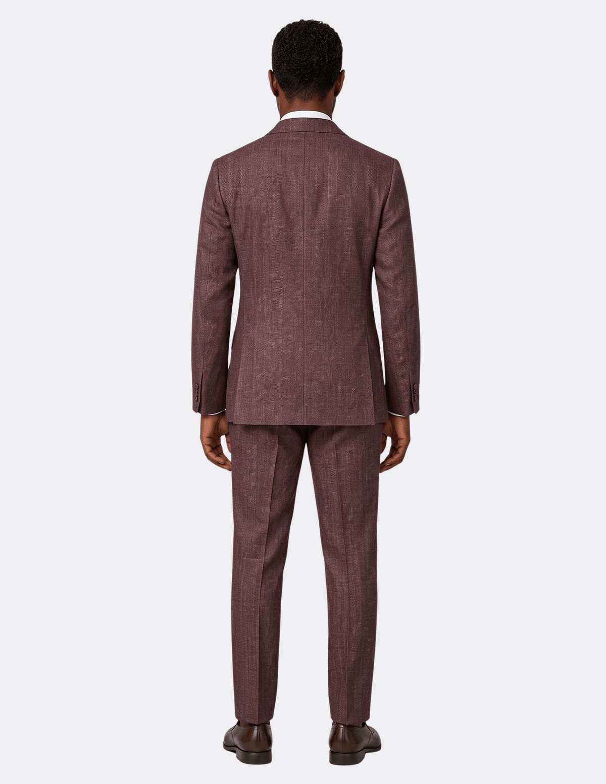Bordeaux Herringbone Double-Breasted Suit - Samir Bachkami