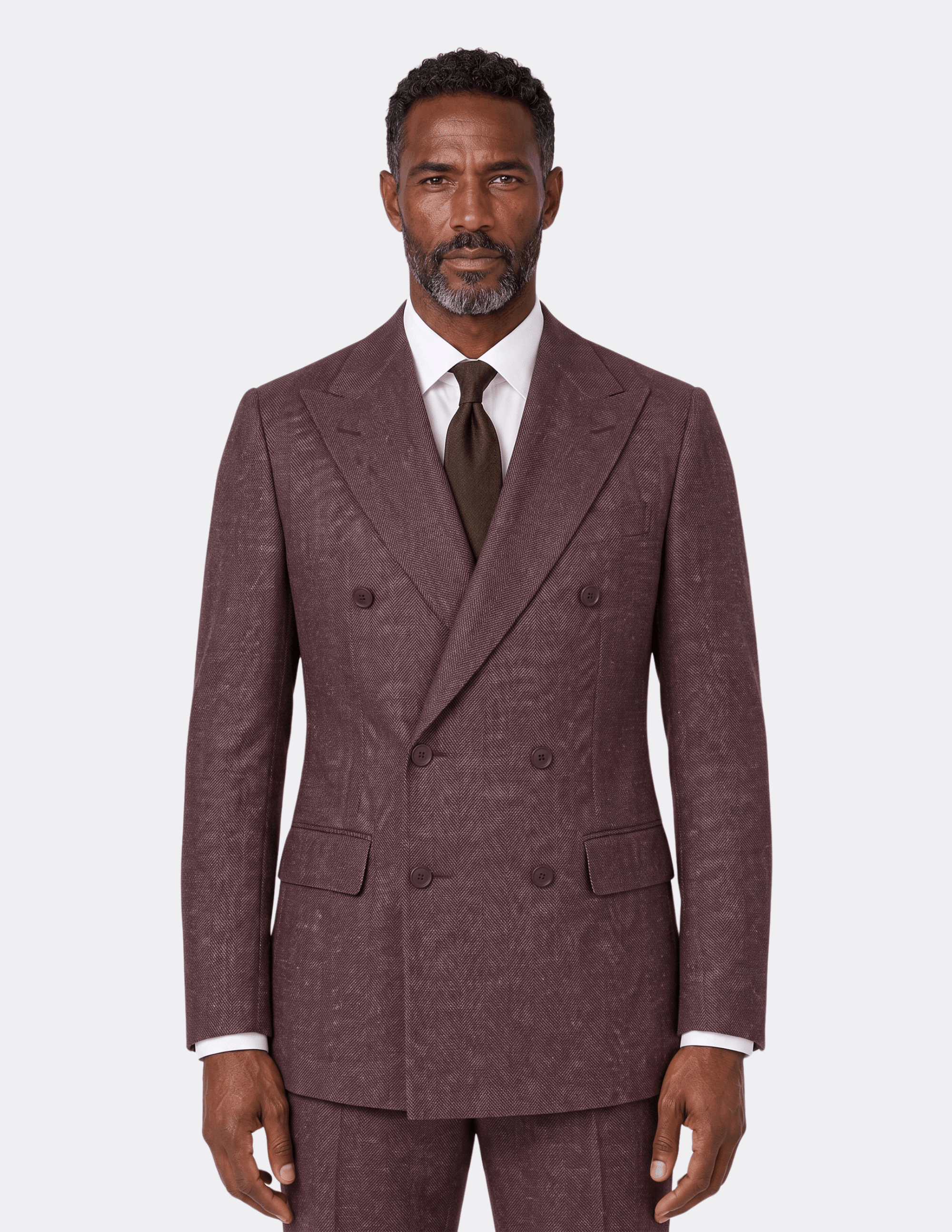 Bordeaux Herringbone Double-Breasted Suit - Samir Bachkami
