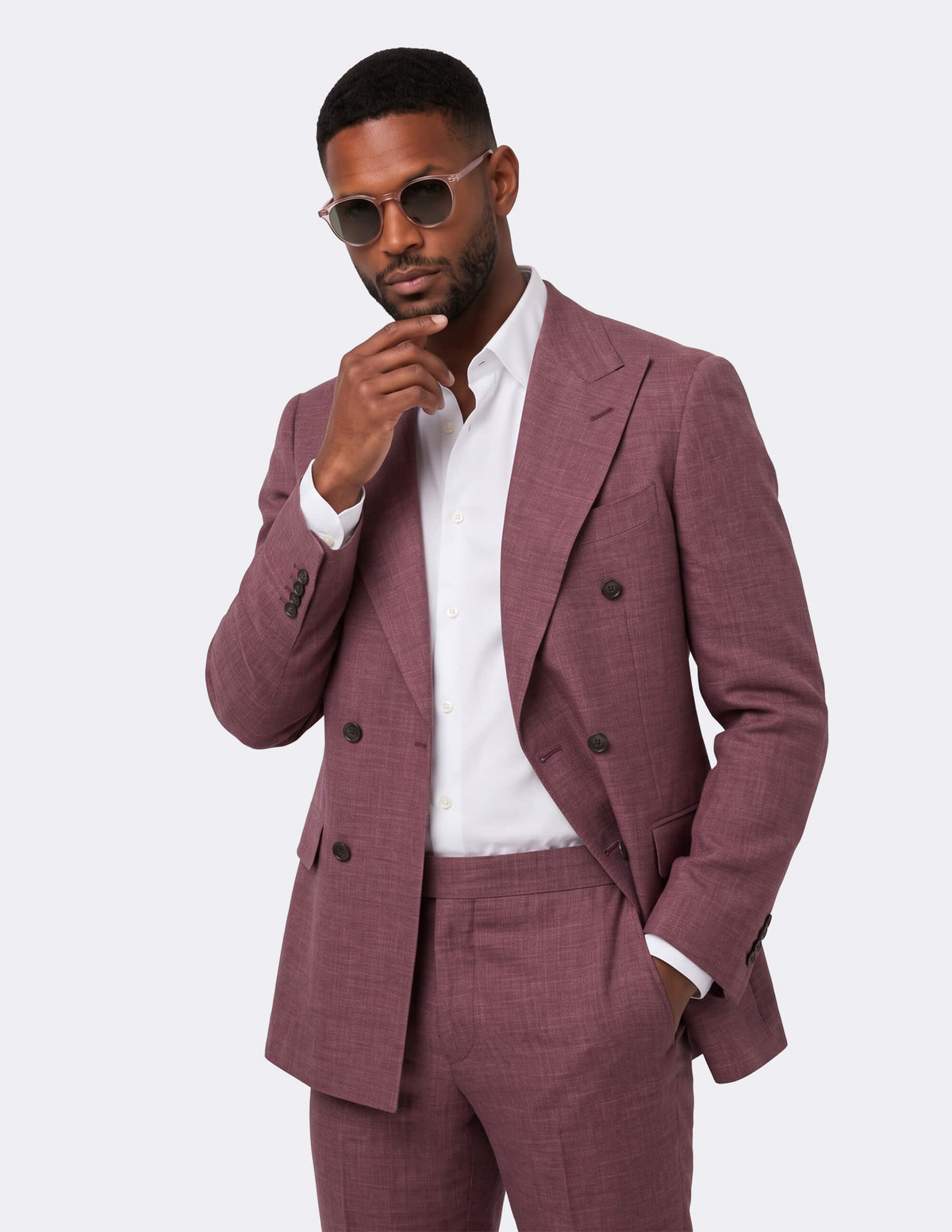 Burgundy Double Breasted Suit - Samir Bachkami