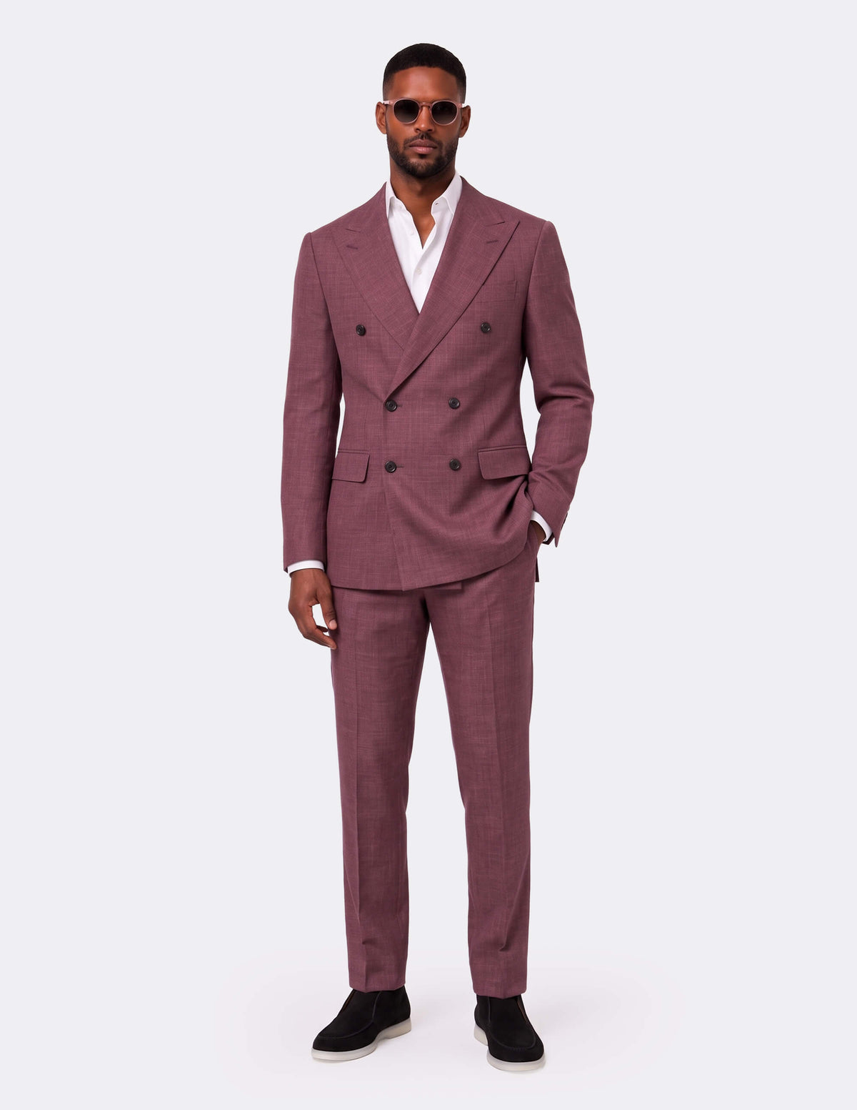 Burgundy Double Breasted Suit - Samir Bachkami