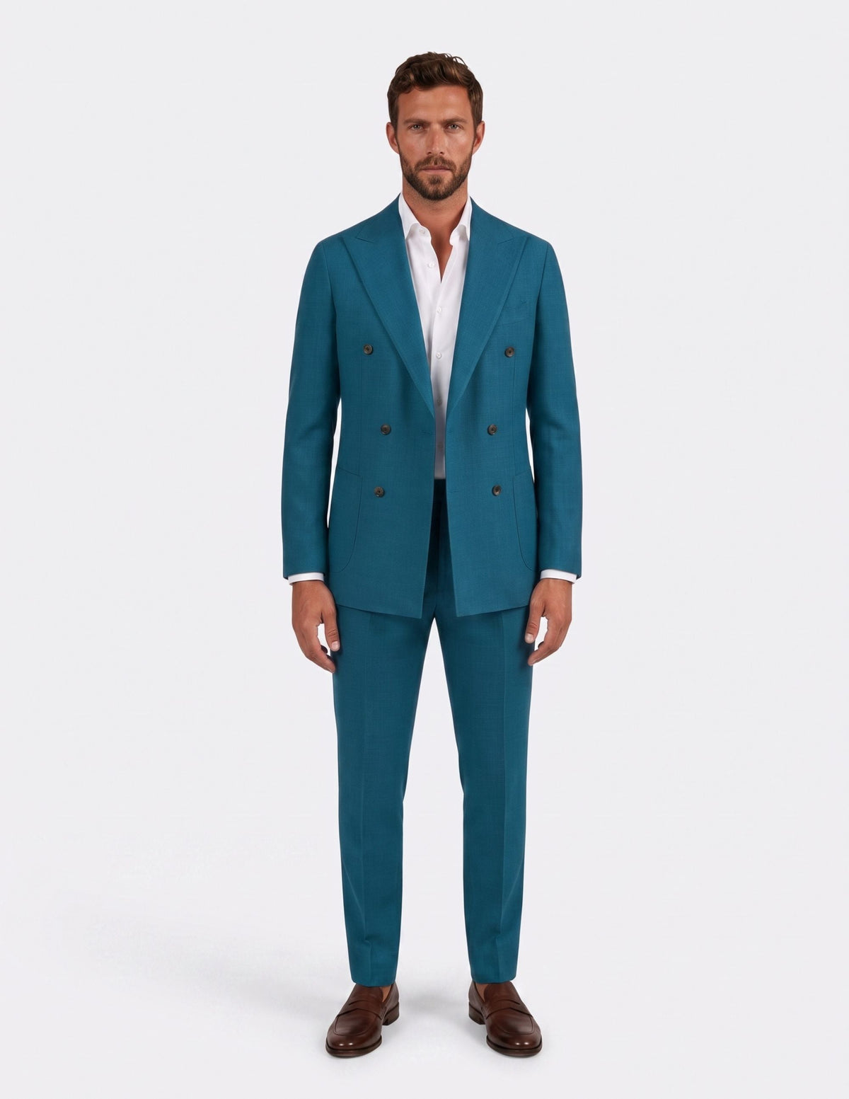 Cannes Teal Double-Breasted Suit - Samir Bachkami