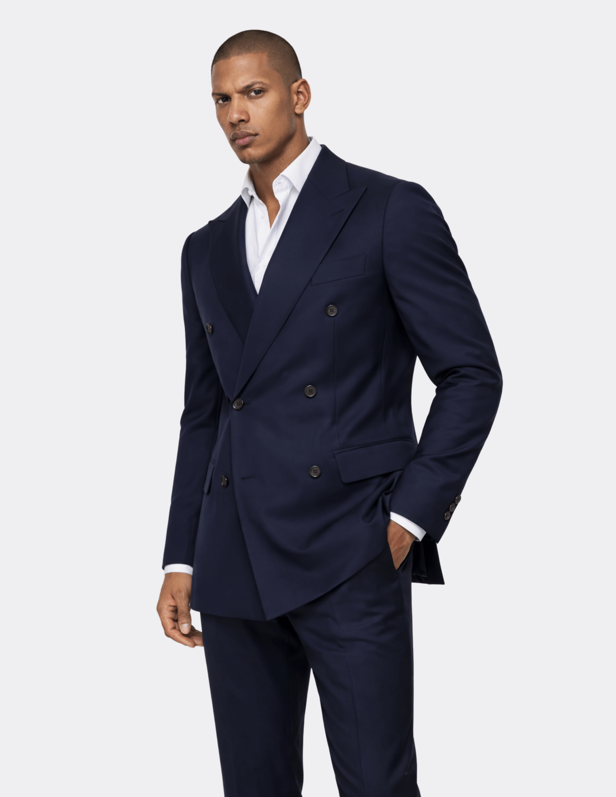 Dark Blue Double Breasted Suit - Samir Bachkami