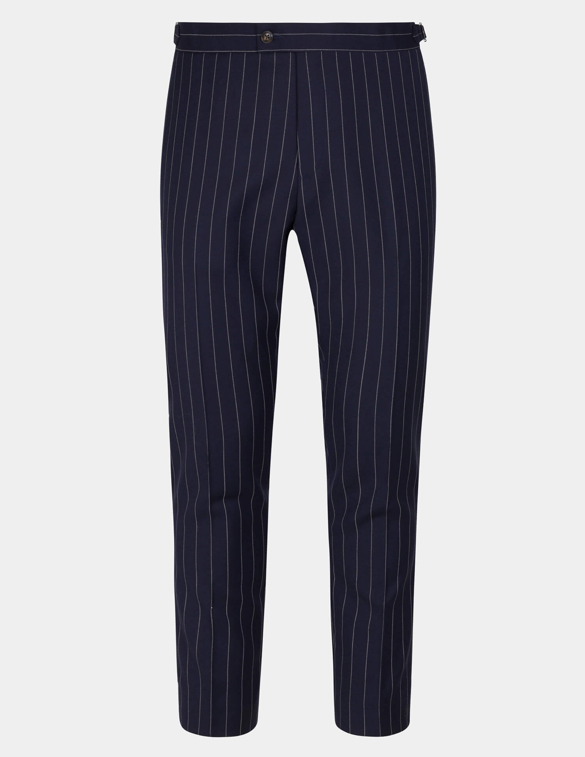 Dark Blue White Stripes Wool Double Breasted Suit - Samir Bachkami