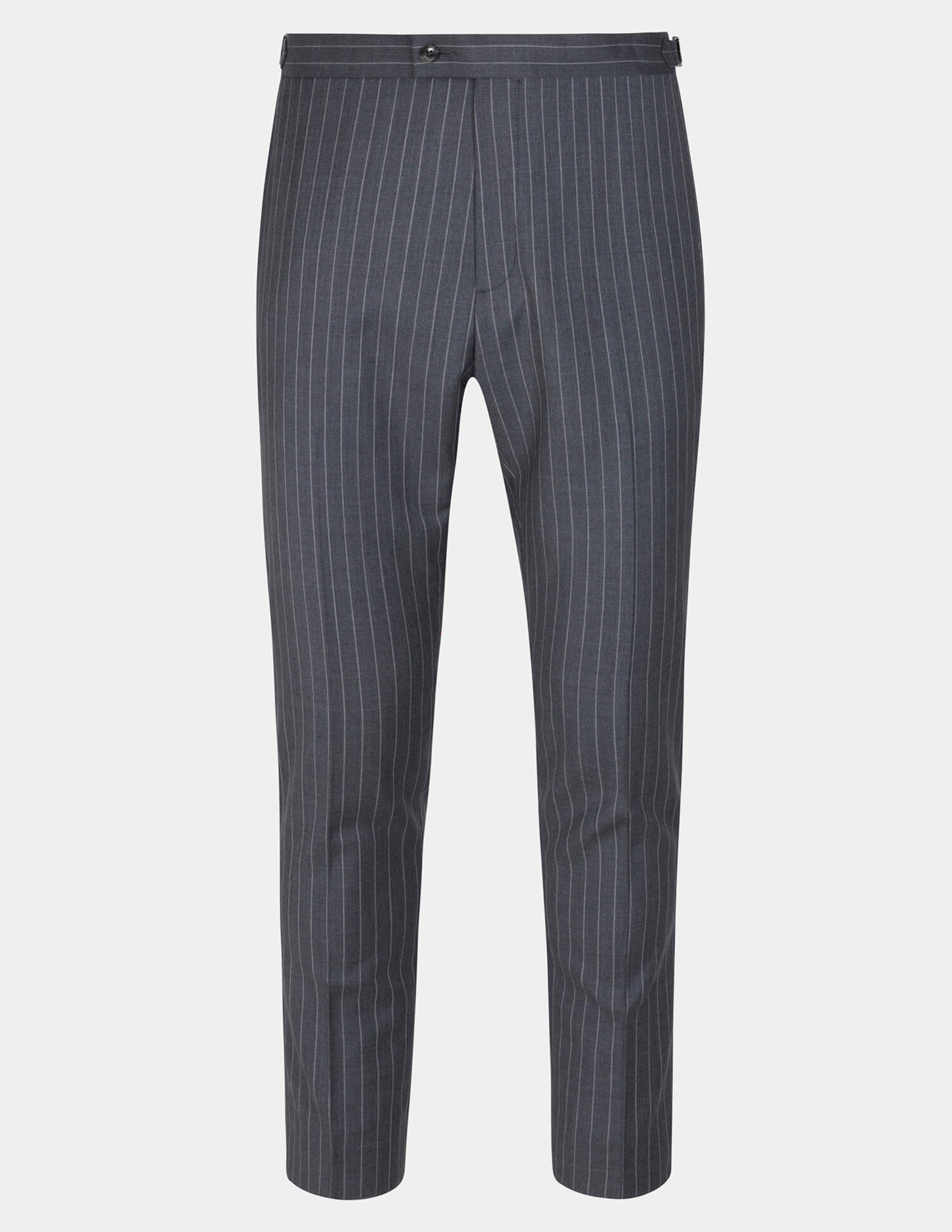 Dark Grey White Stripes Wool Double Breasted Suit - Samir Bachkami