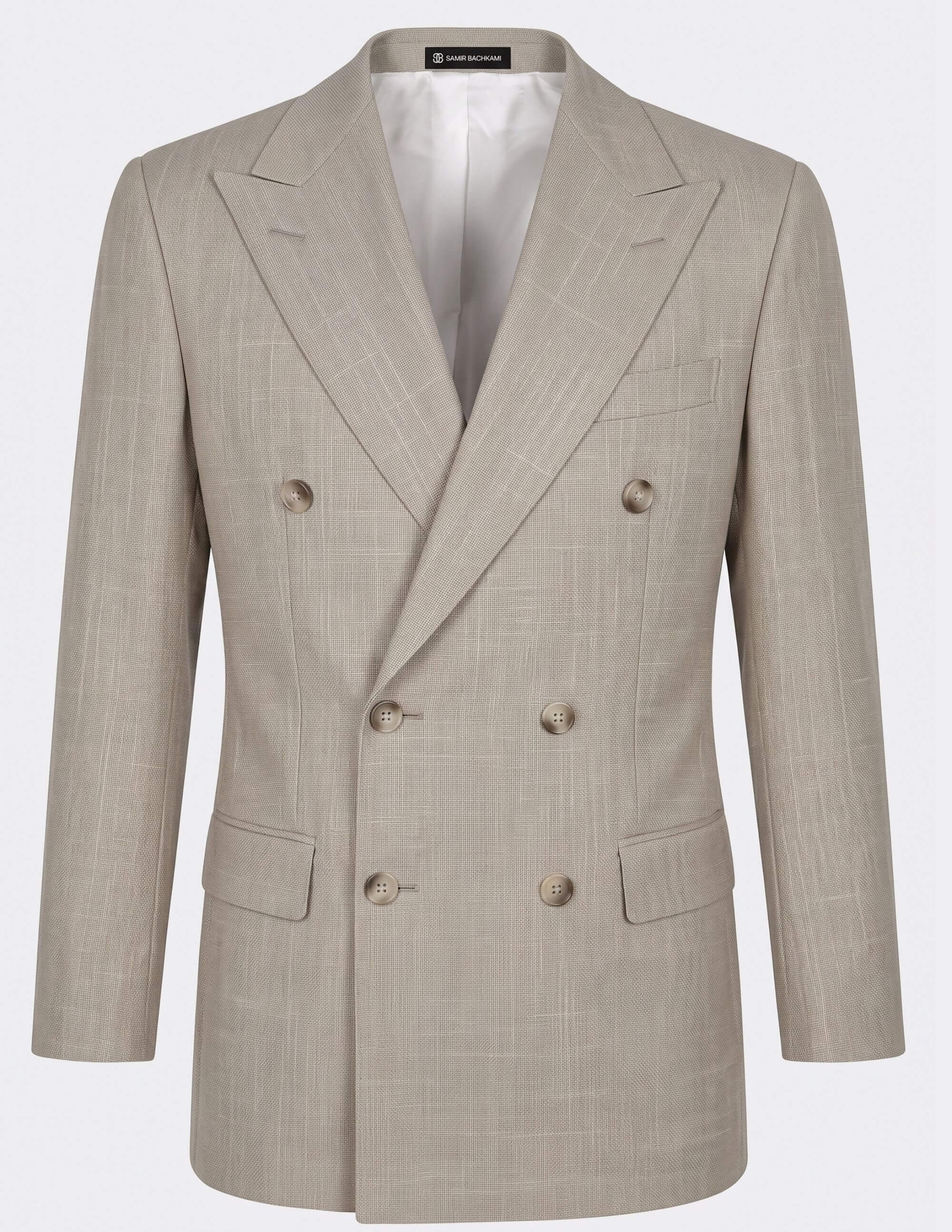 The Lecce Taupe Stripe Double-Breasted Suit