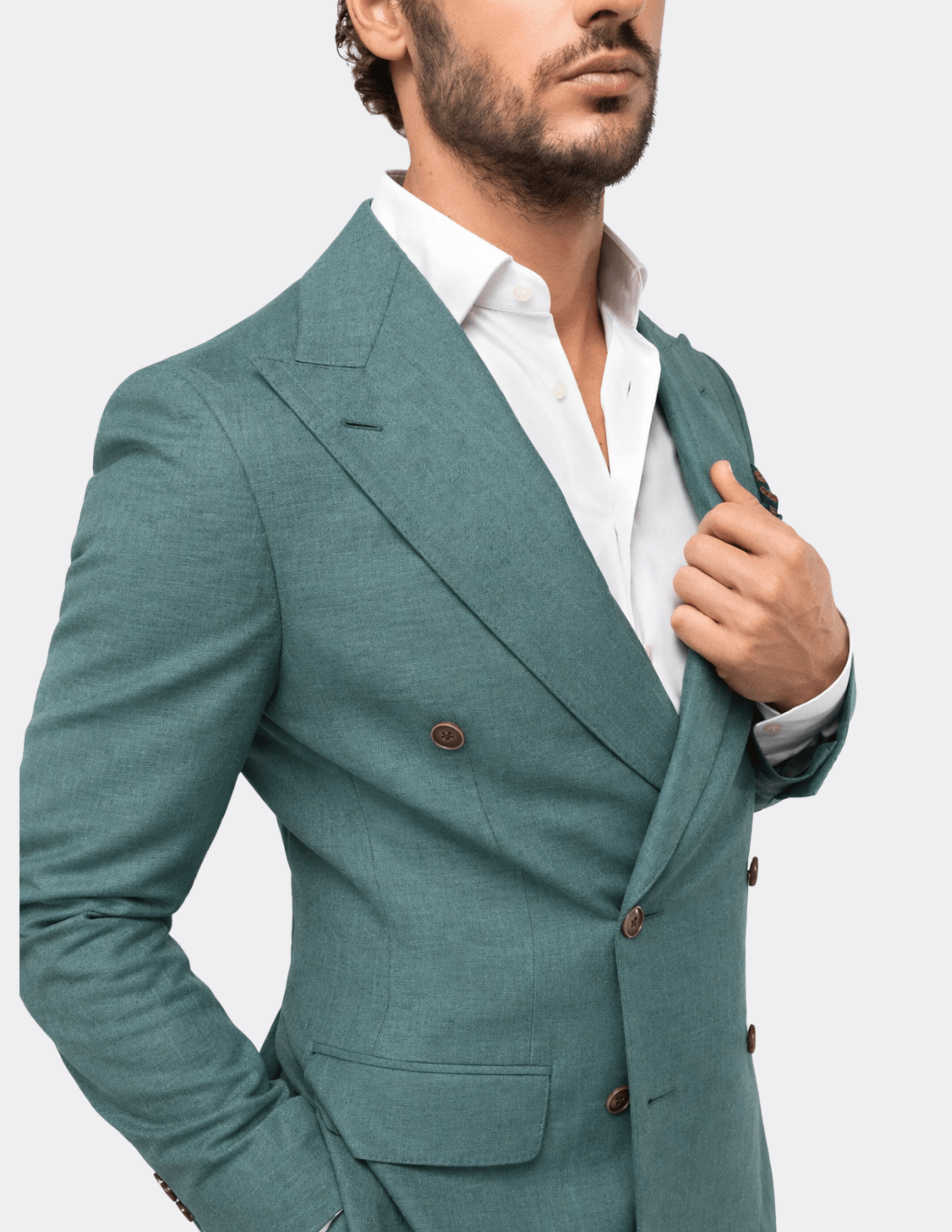 Monaco Teal Double - Breasted Suit - Samir Bachkami