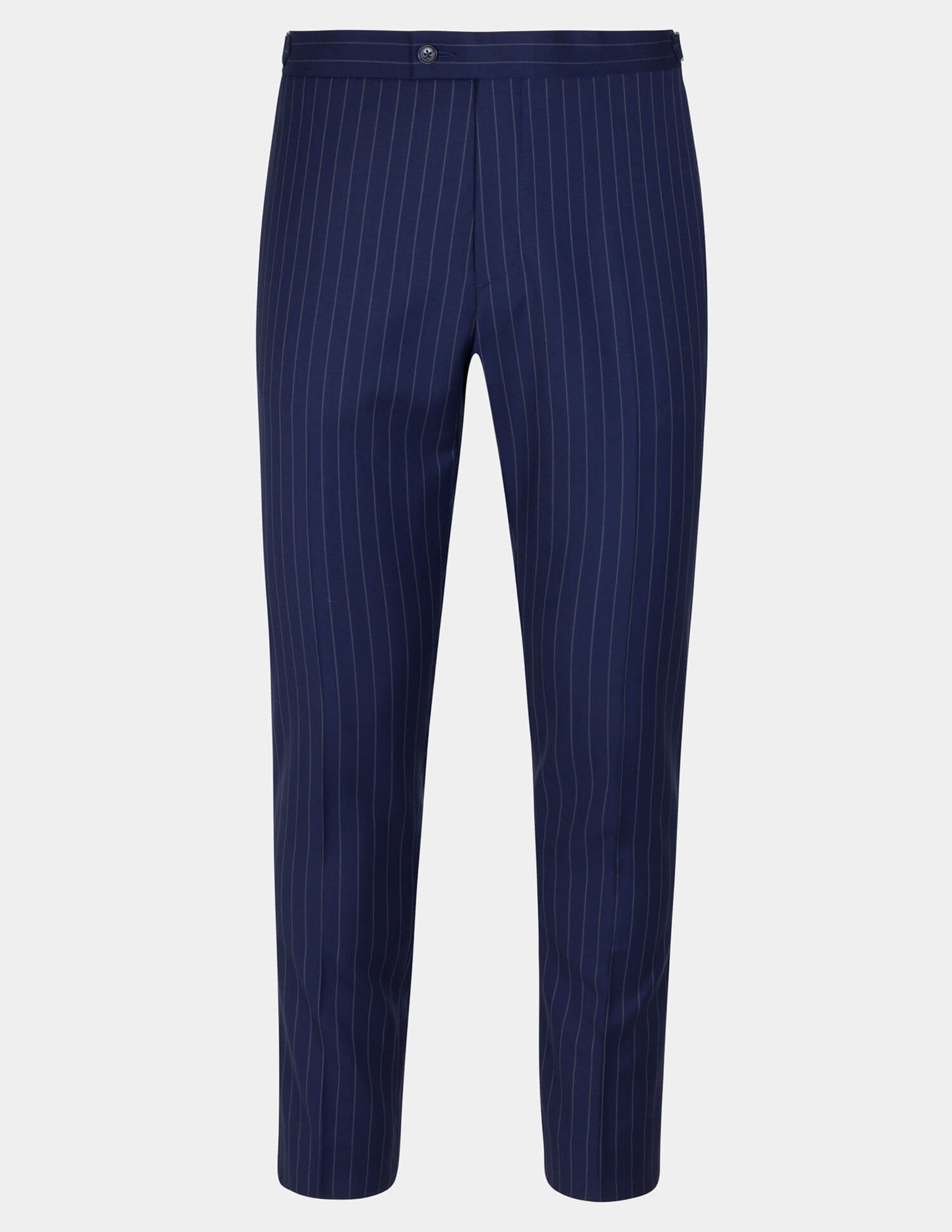Navy Blue White Stripes Wool Double Breasted Suit - Samir Bachkami