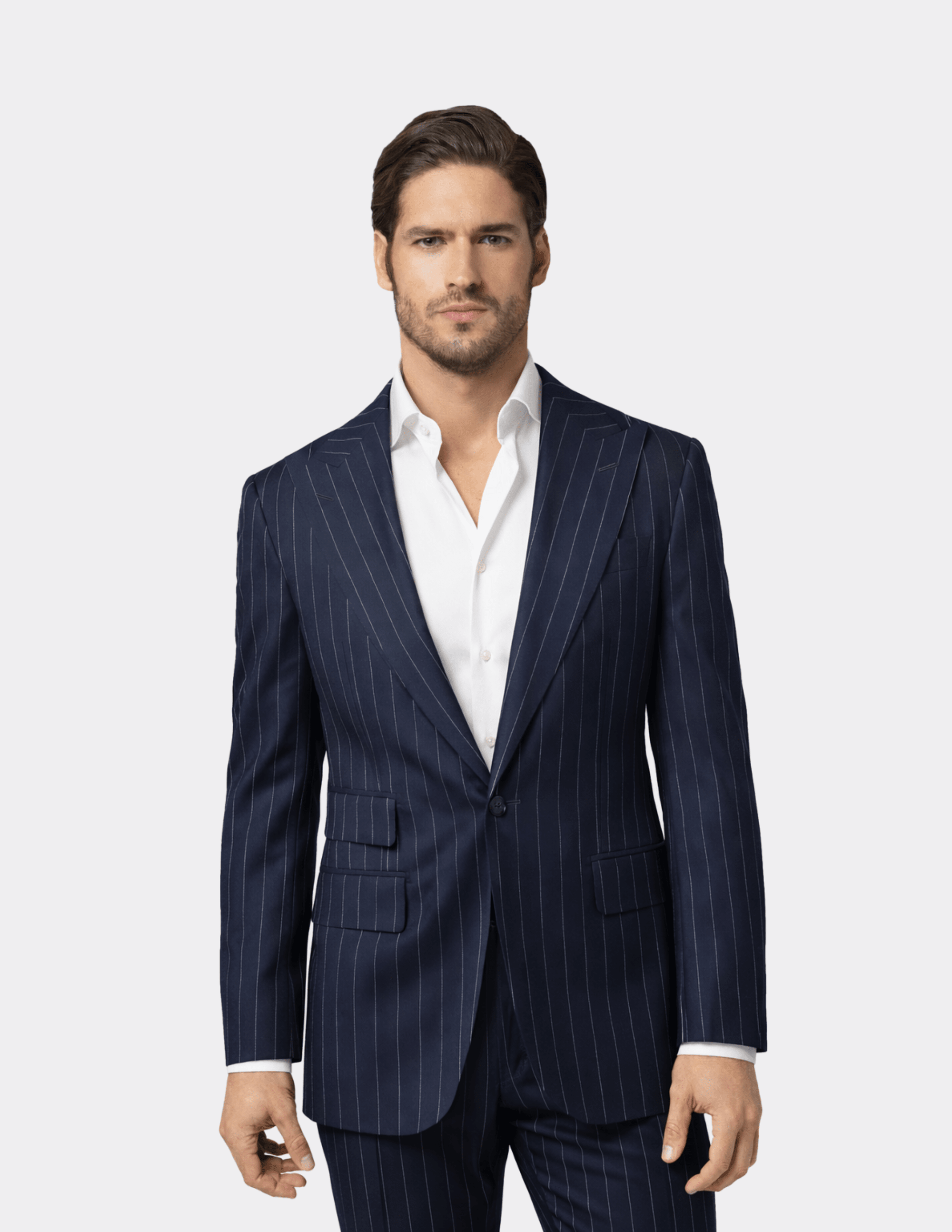 Navy White Single Breasted Suit - Samir Bachkami