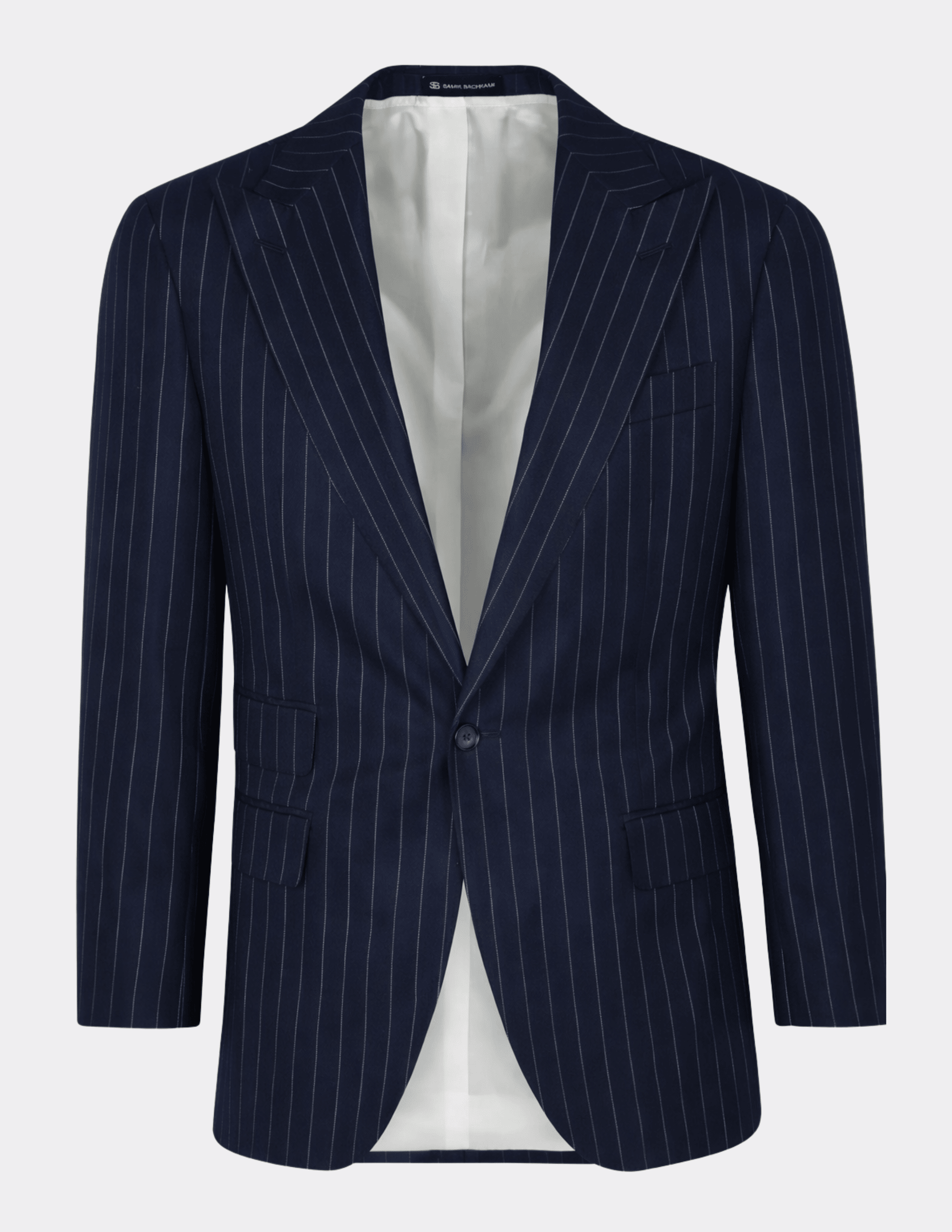 Navy White Single Breasted Suit - Samir Bachkami