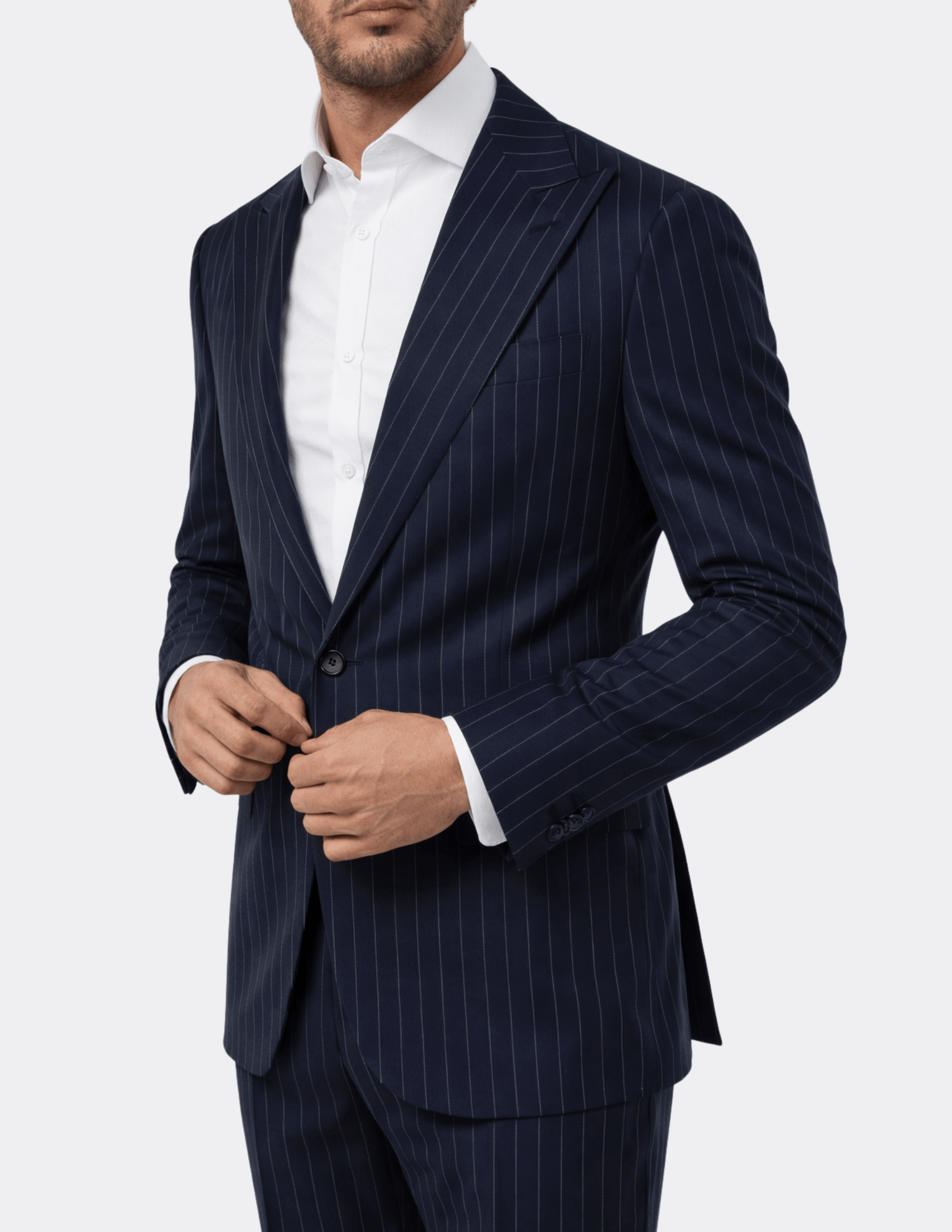 Navy White Single Breasted Suit - Samir Bachkami