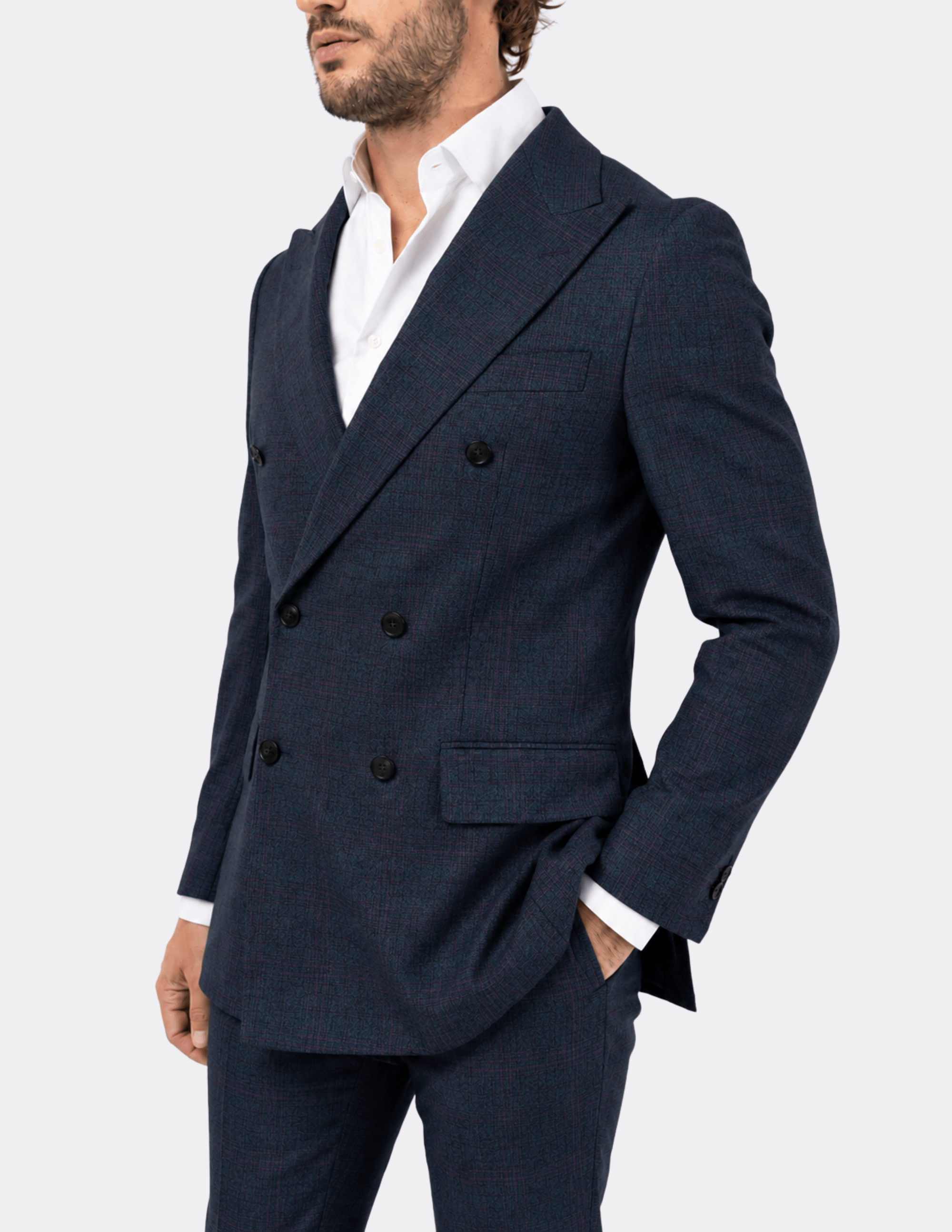 Sapphire Noir Check Double - Breasted Suit - Samir Bachkami