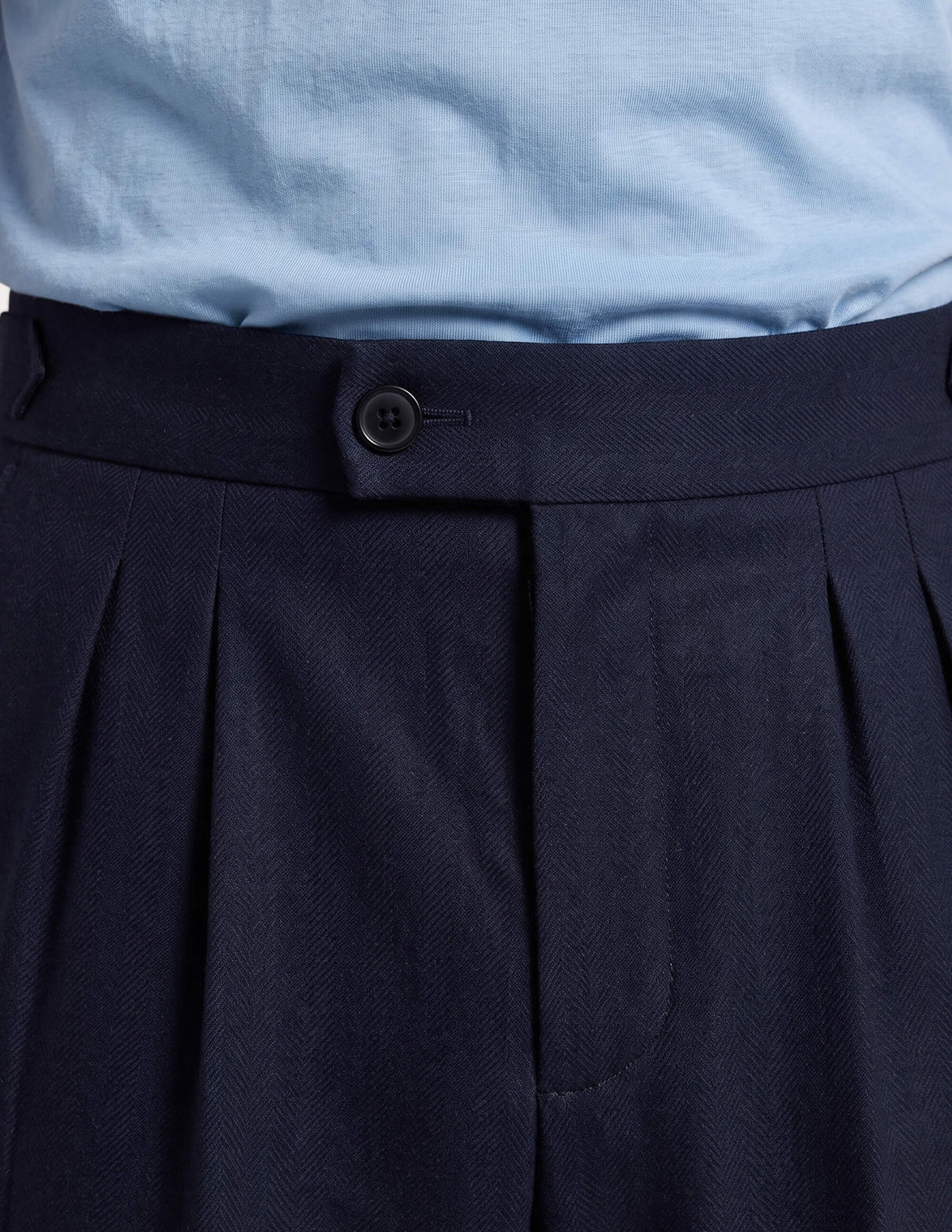 The Calvesso Navy Wide-Leg Trousers - Samir Bachkami