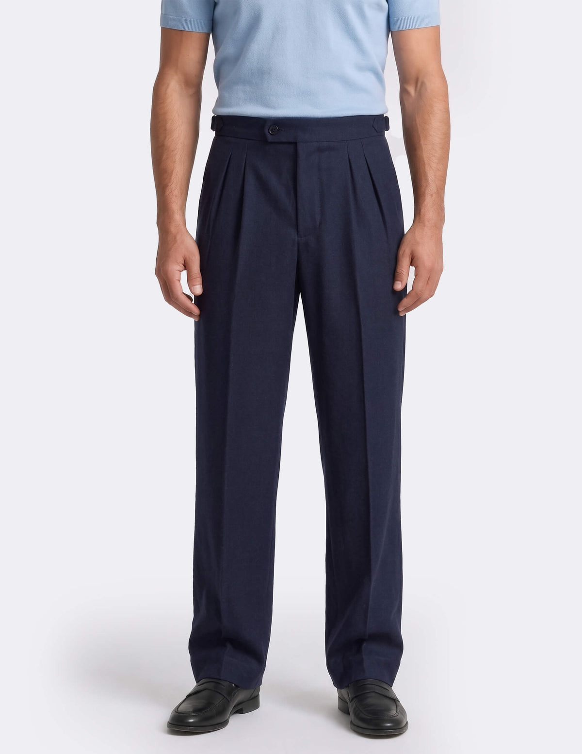The Calvesso Navy Wide-Leg Trousers - Samir Bachkami