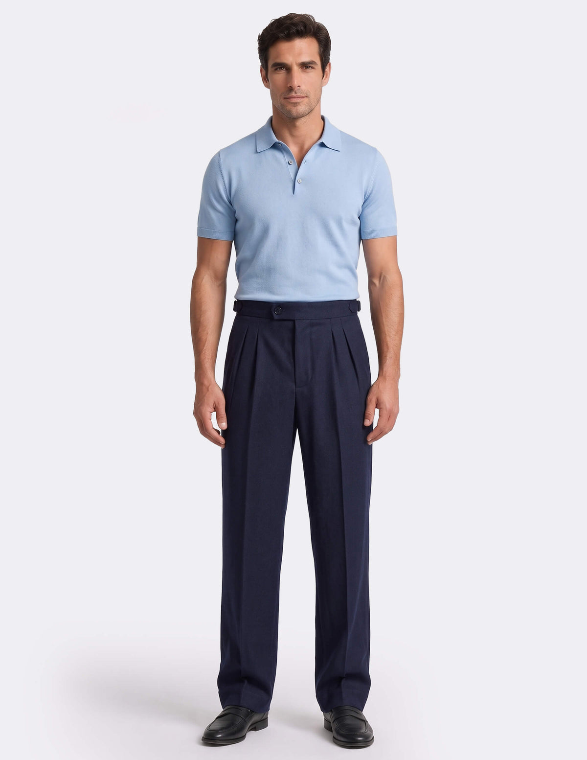 The Calvesso Navy Wide-Leg Trousers - Samir Bachkami