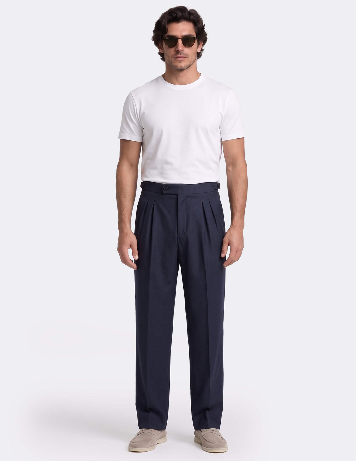 The Noresto Navy Wide-Leg Trousers - Samir Bachkami