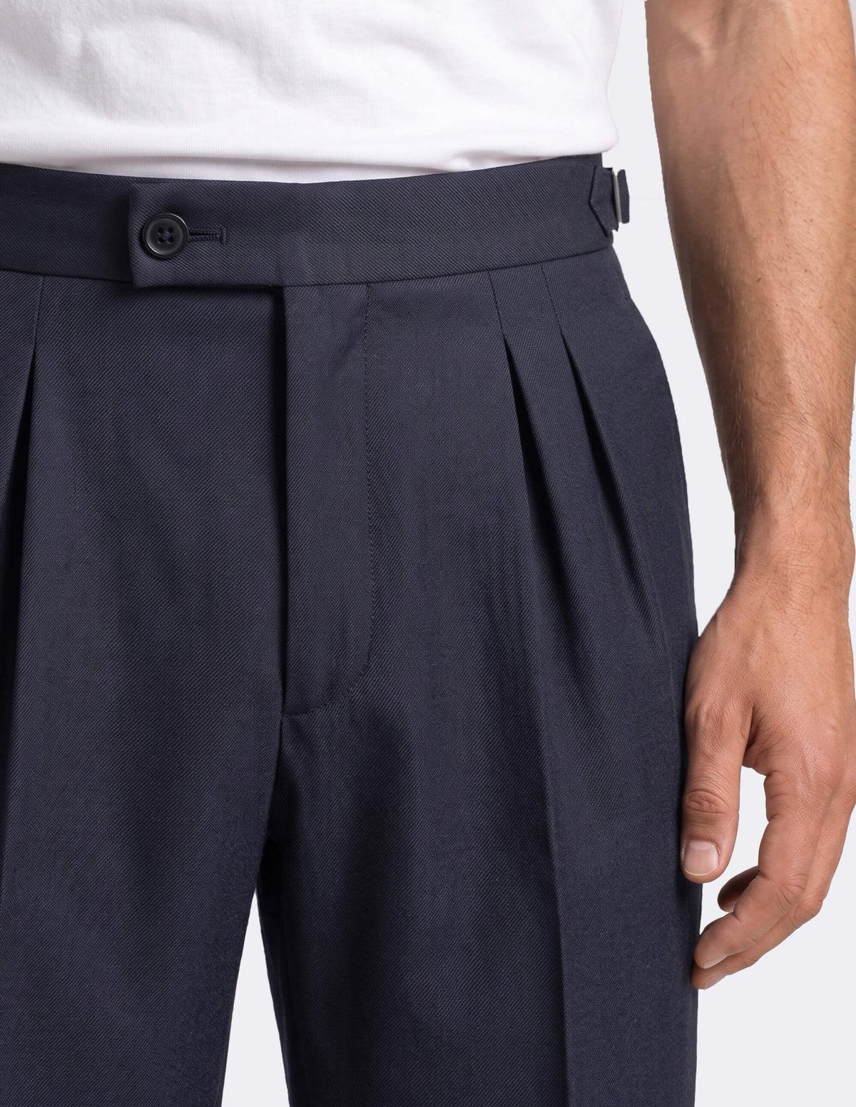 The Noresto Navy Wide-Leg Trousers - Samir Bachkami