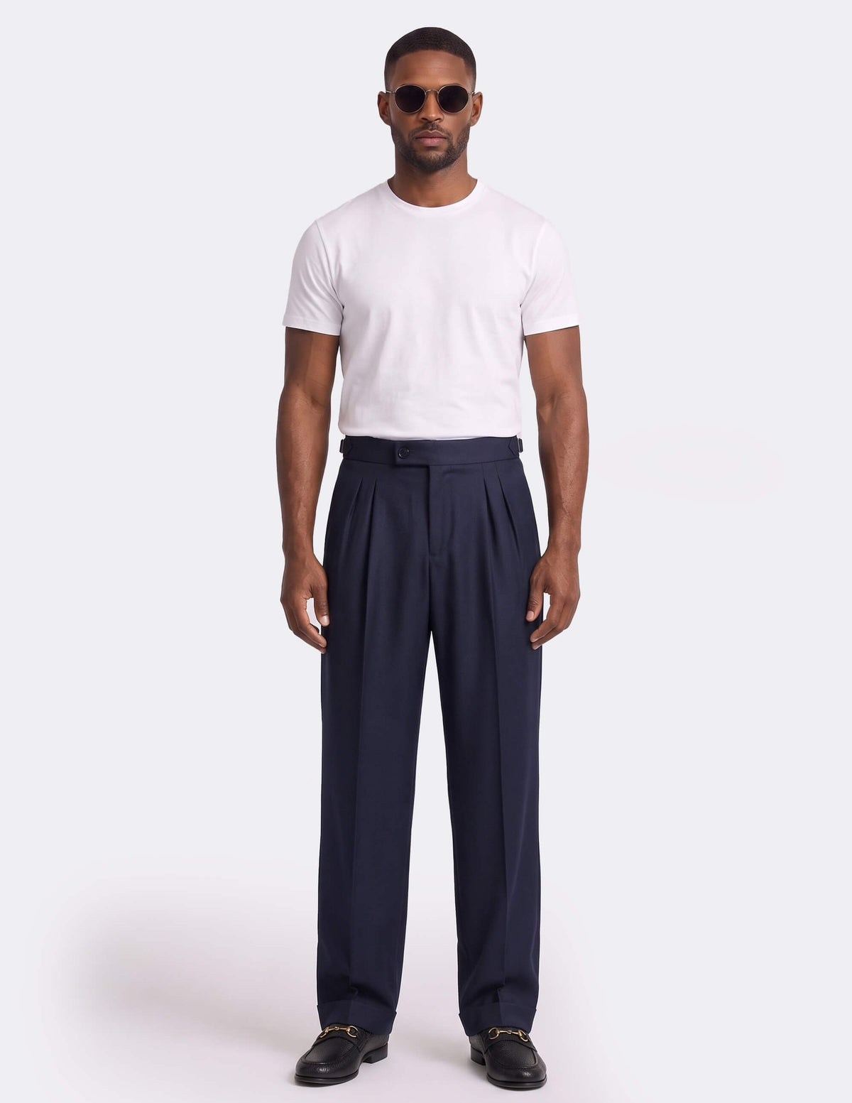 The Ombrello Navy Wide-Leg Trousers - Samir Bachkami