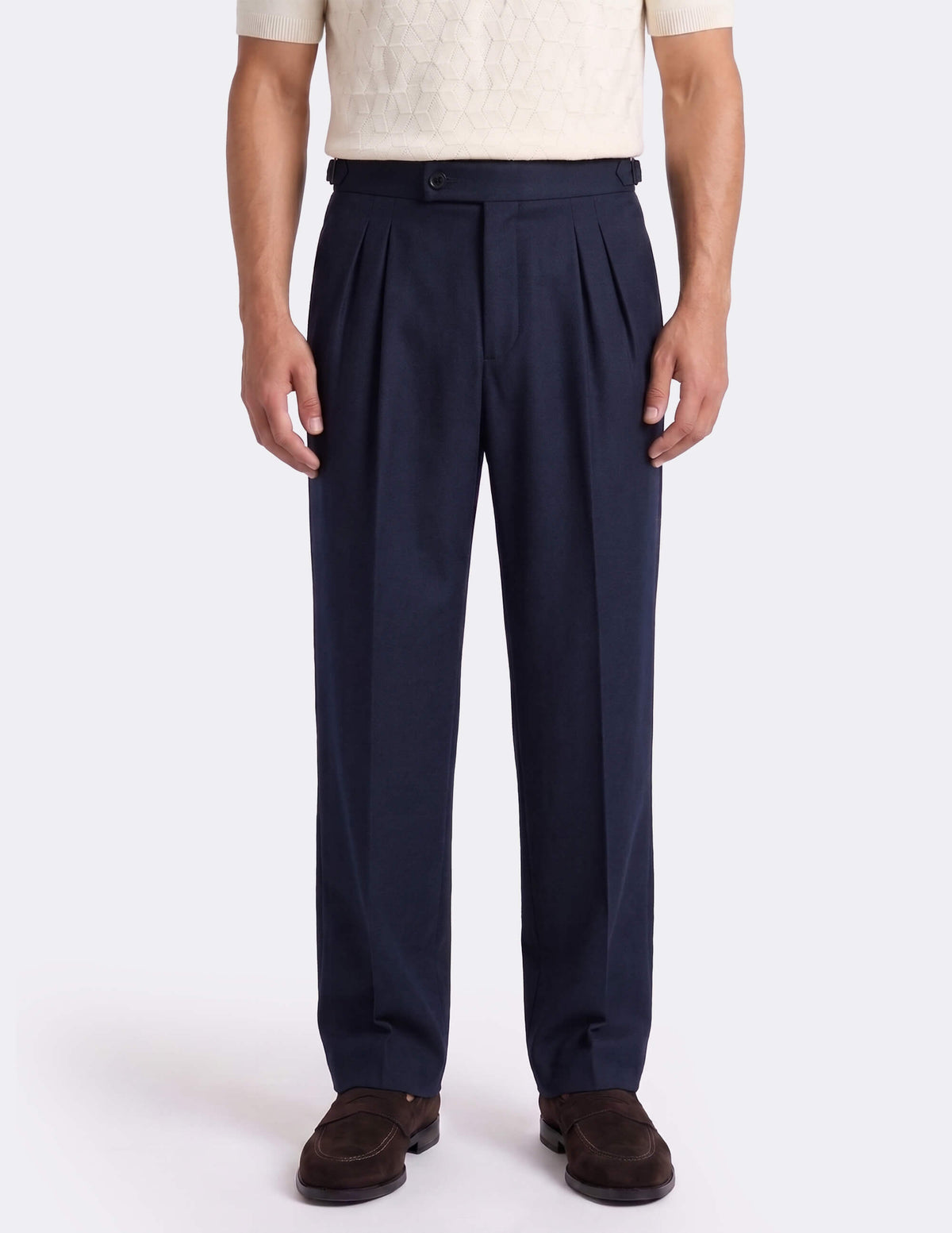 The Orsello Navy Wide-Leg Trousers - Samir Bachkami