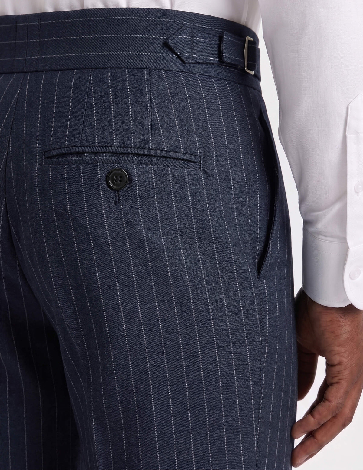 The Renvaro Navy Pinstripe Trousers - Samir Bachkami