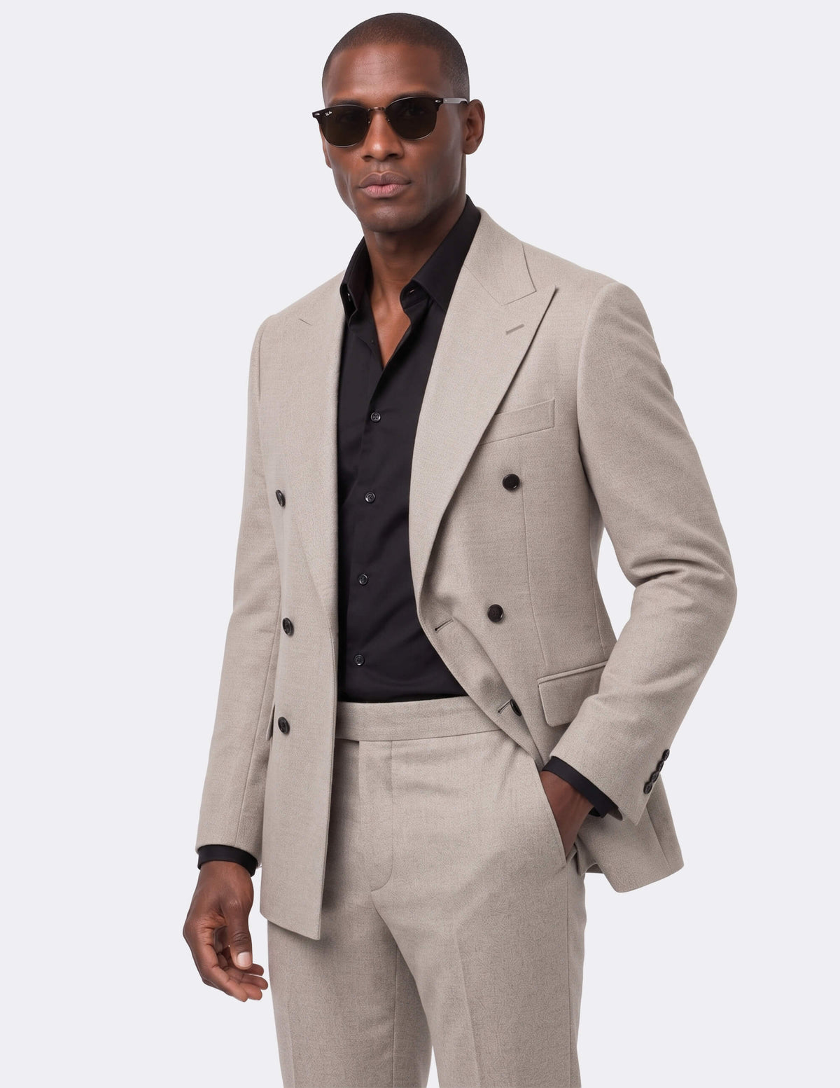 The Savoy Beige Double-Breasted Suit - Samir Bachkami