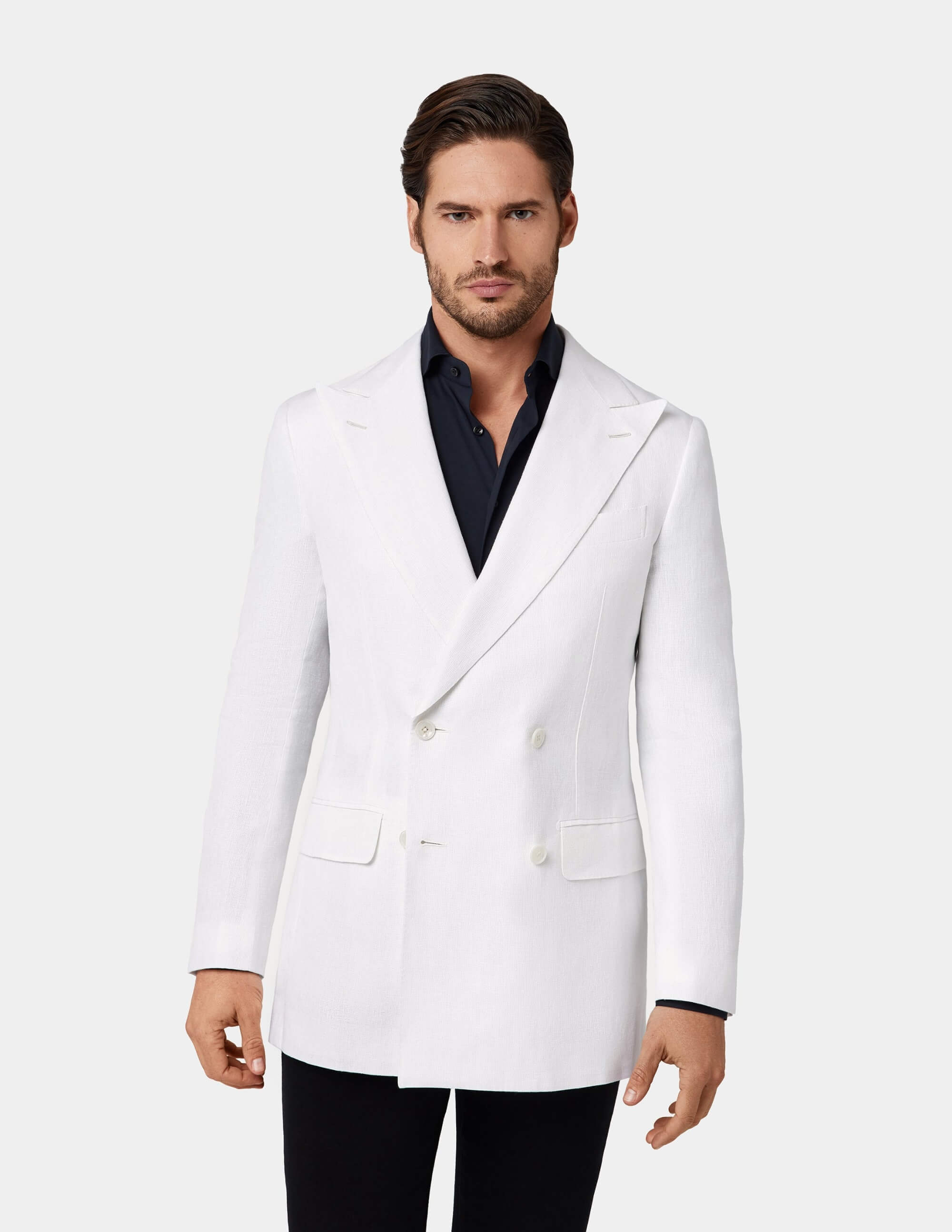 White Optical Double-Breasted Jacket - Samir Bachkami