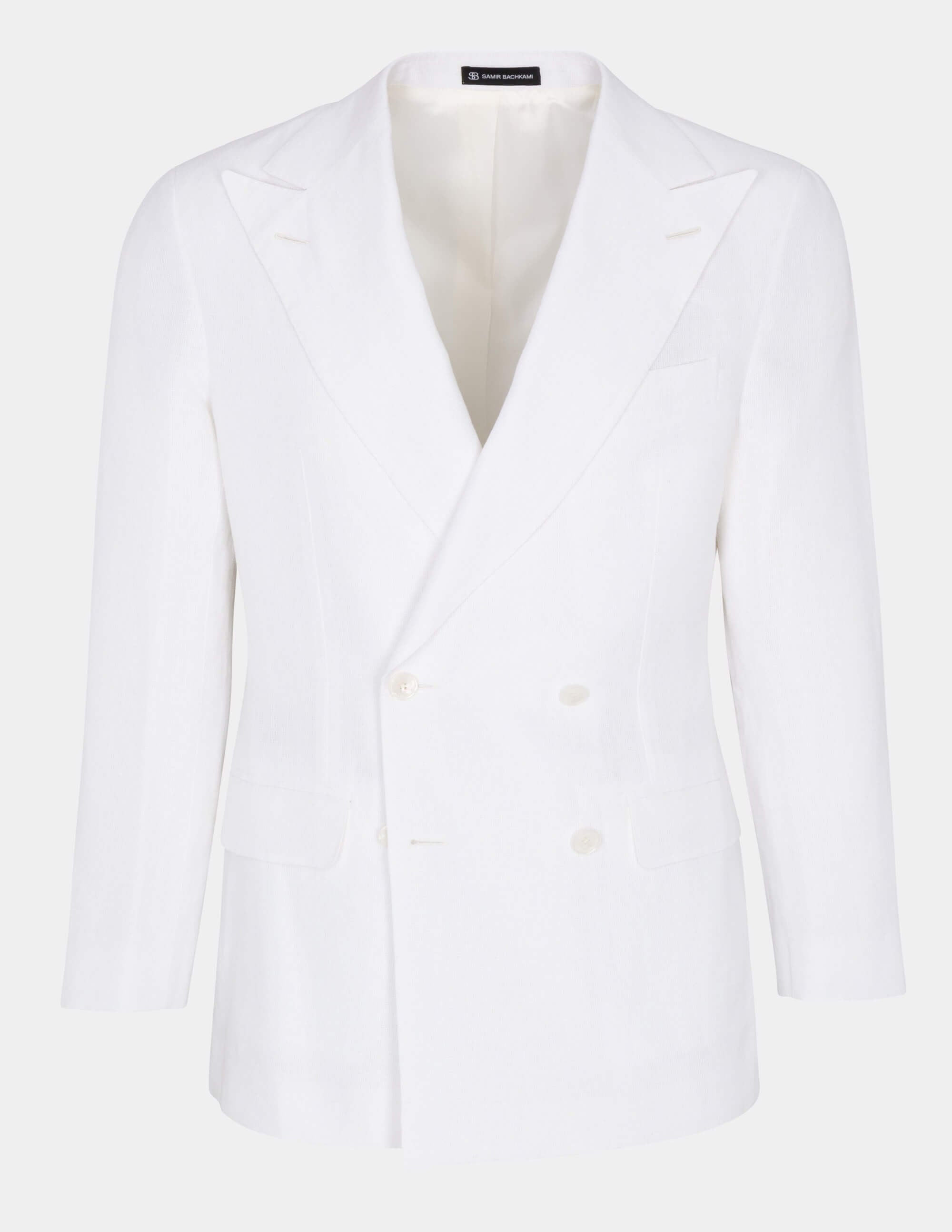 White Optical Double-Breasted Jacket - Samir Bachkami