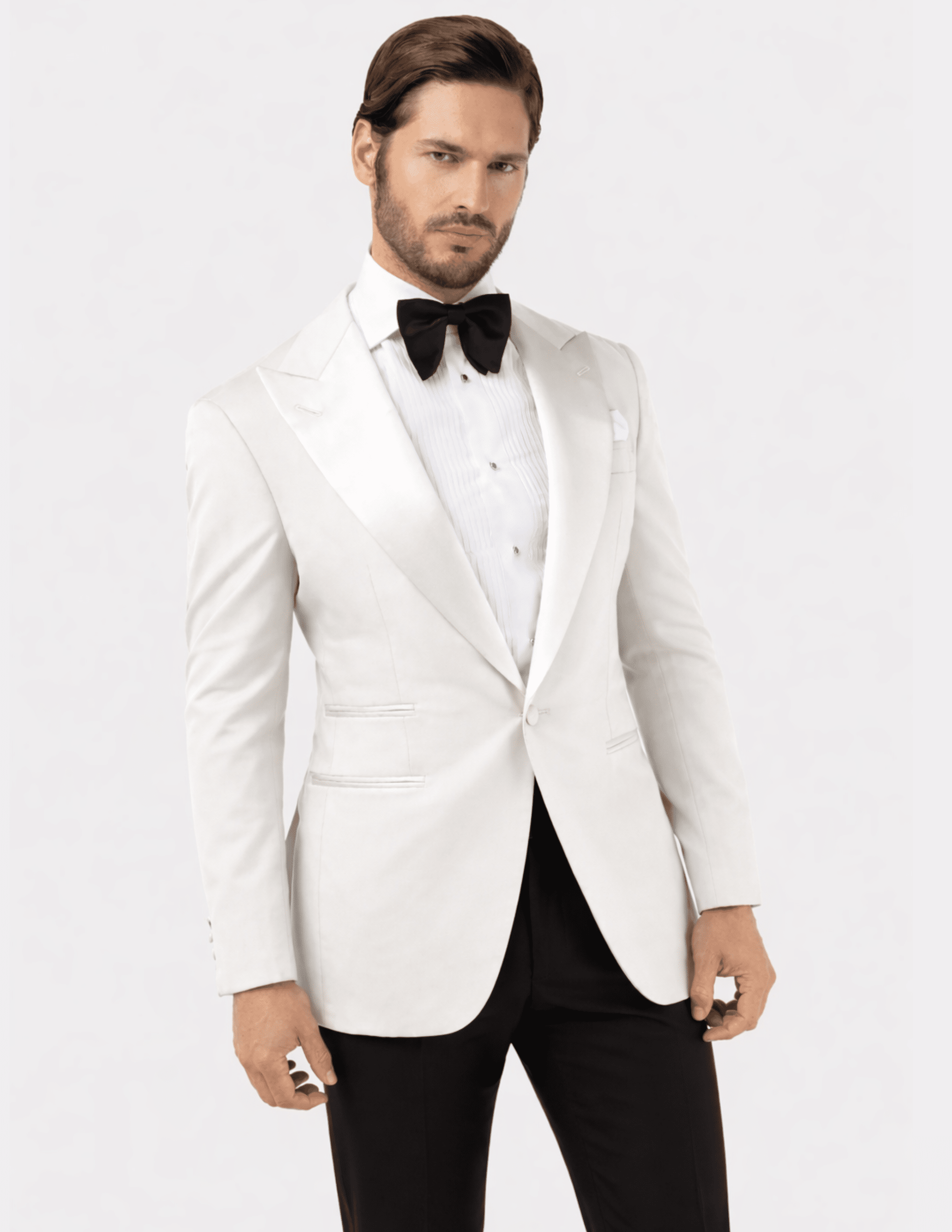White Single - Breasted Tuxedo Suit - Samir Bachkami