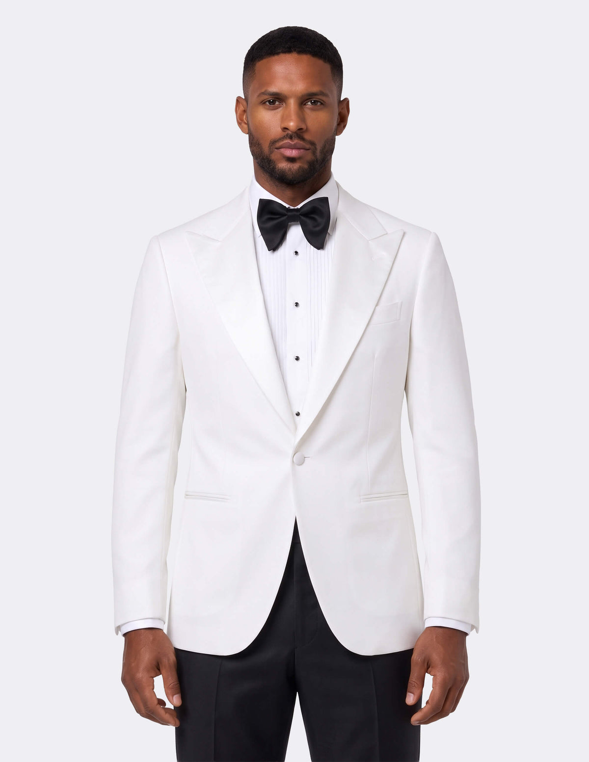 White Single-Breasted Tuxedo Suit - Samir Bachkami