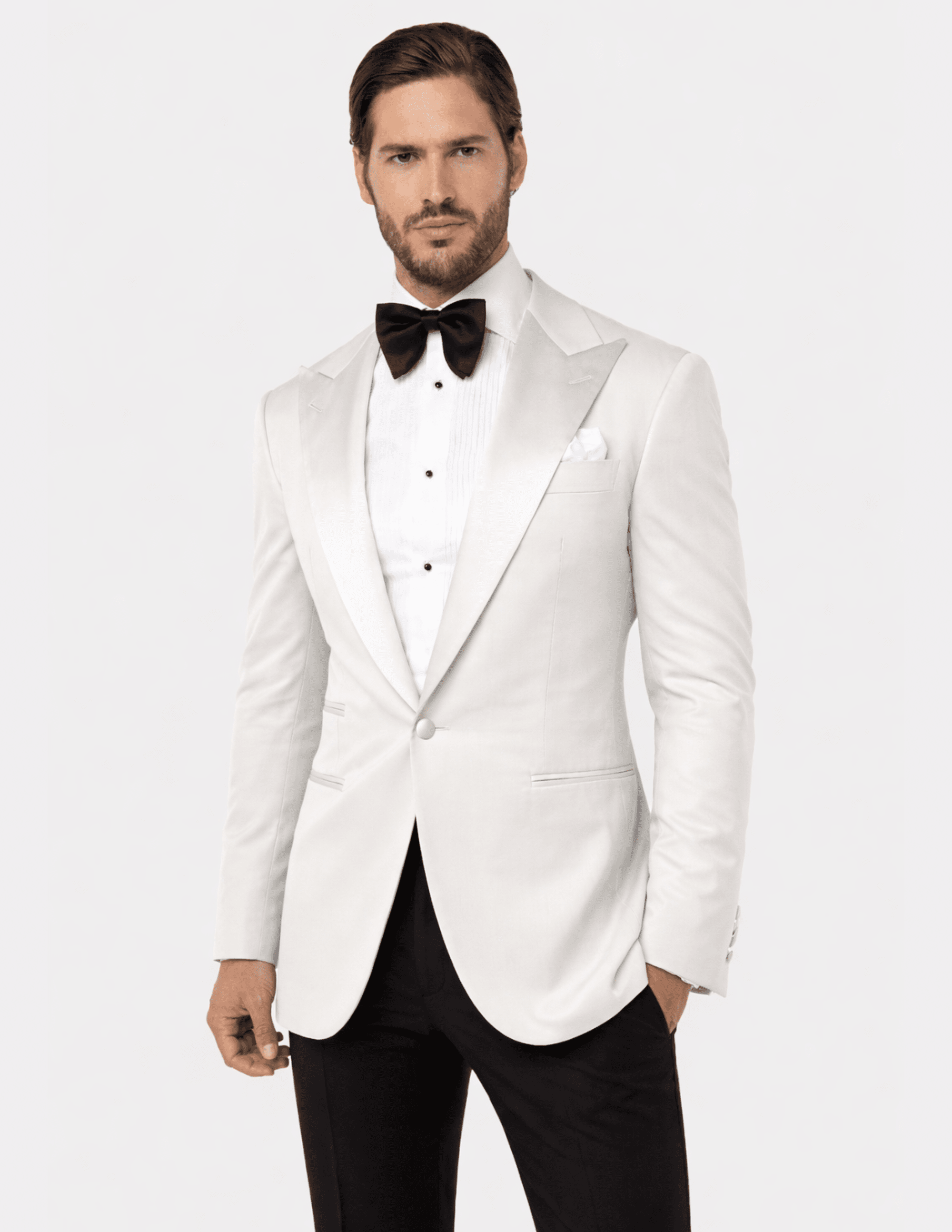 White Single - Breasted Tuxedo Suit - Samir Bachkami
